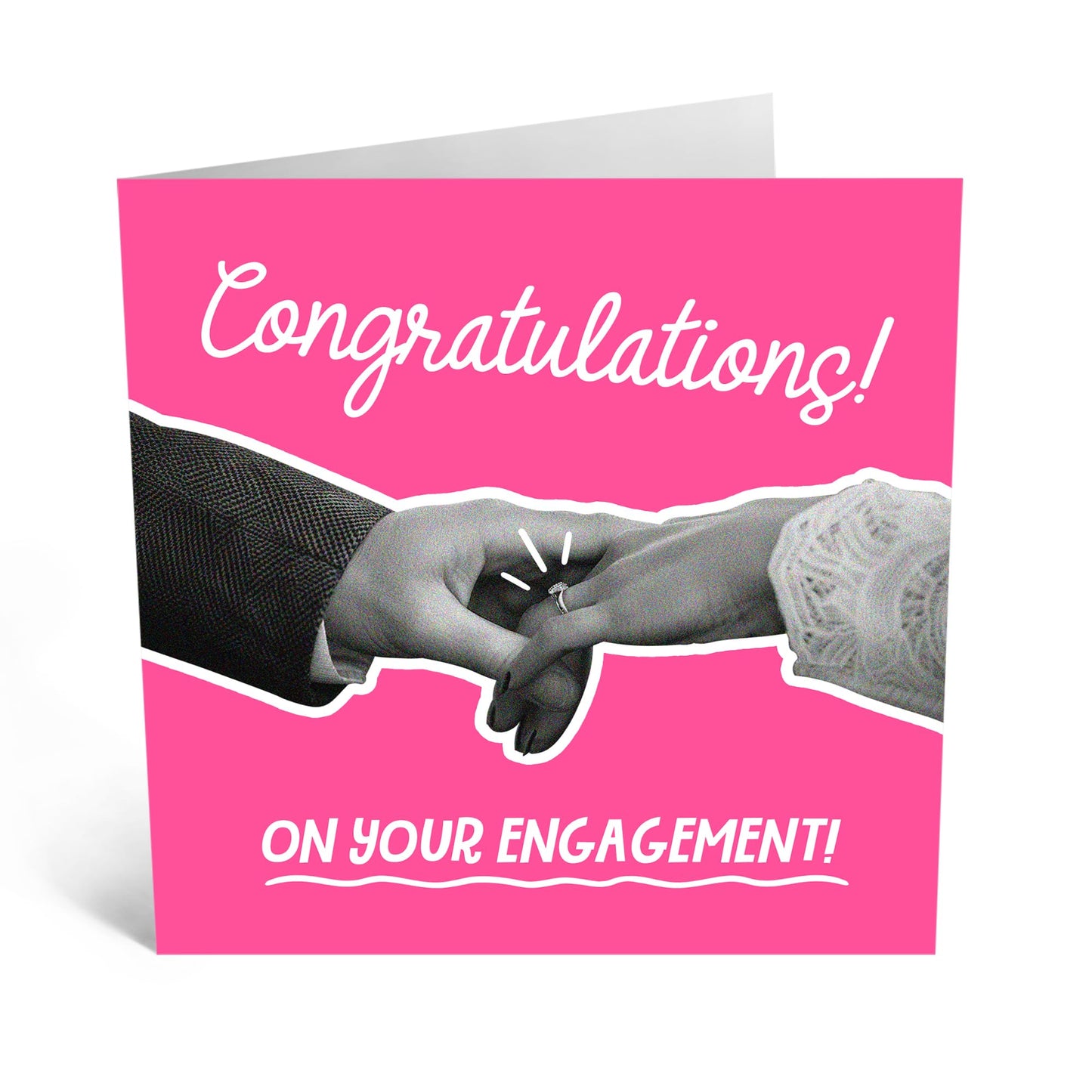 Congratulations Card - 'CONGRATULATIONS ENGAGEMENT IN PINK' - For Engagements with a Touch of Pink Elegance - Ideal for Newly Engaged Couples and Adding a Romance - Comes With Stickers By Central 23