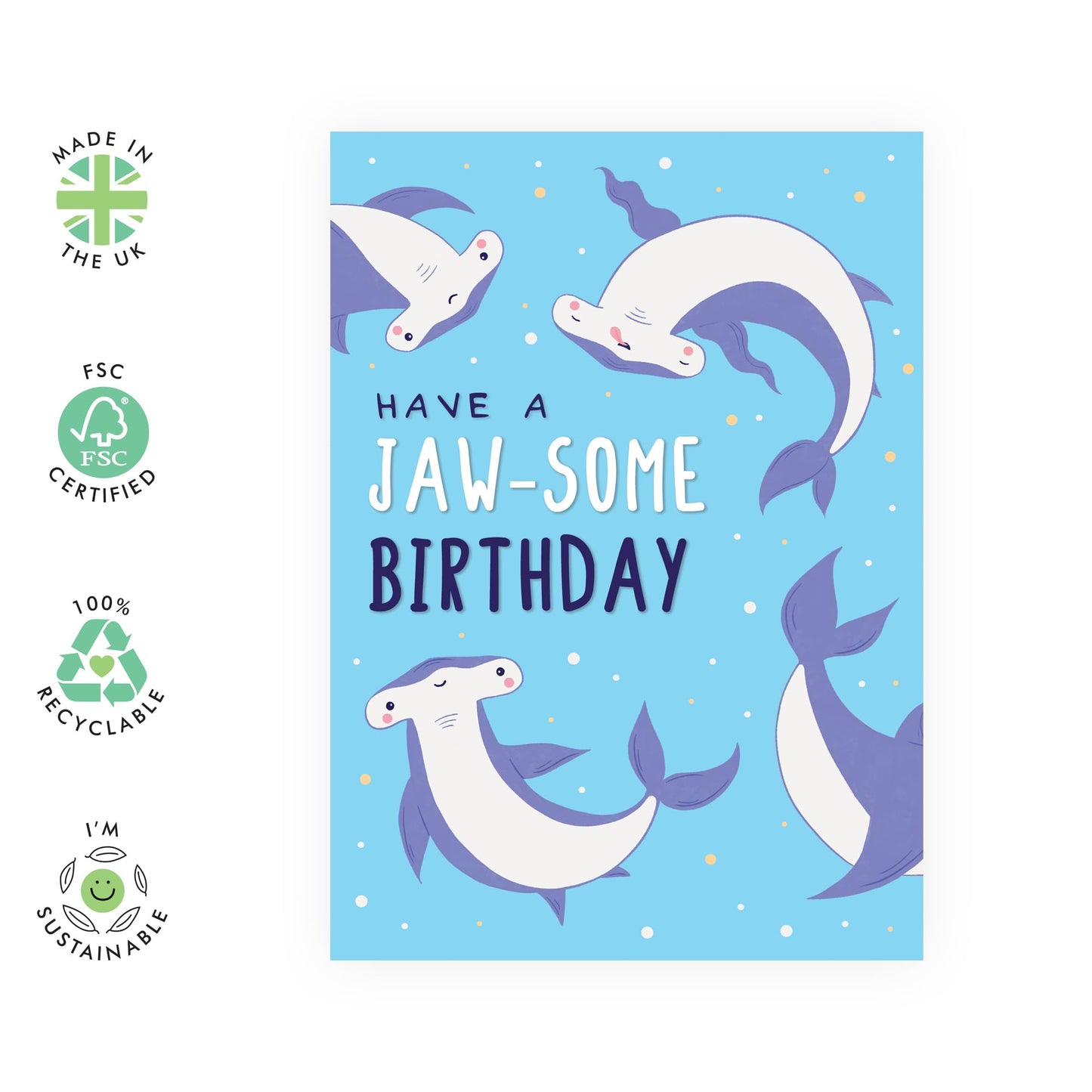 Funny Shark Birthday Cards For Him Her - Have A Jaw-some Birthday - Sharks Puns Jokes Humour - Birthday Greeting Card For Men Women - Gifts For Friends - Comes With Fun Stickers By Central 23