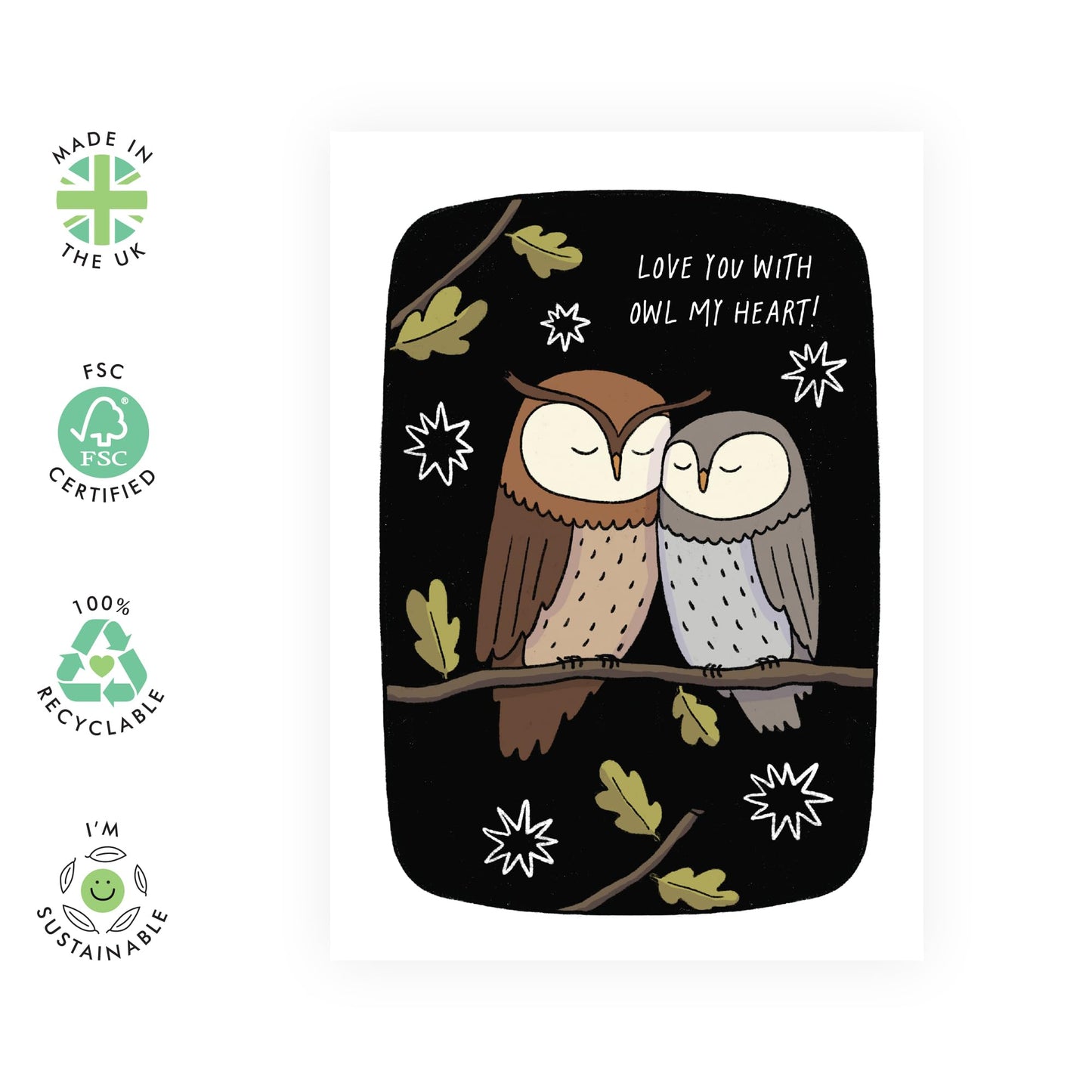 Cute & Romantic Anniversary Card - 'Owl of My Heart' - Anniversary & Valentines Gifts for Couples, Parents, Husband & Wife - Adorable & Sweet Message - Comes with Fun Stickers