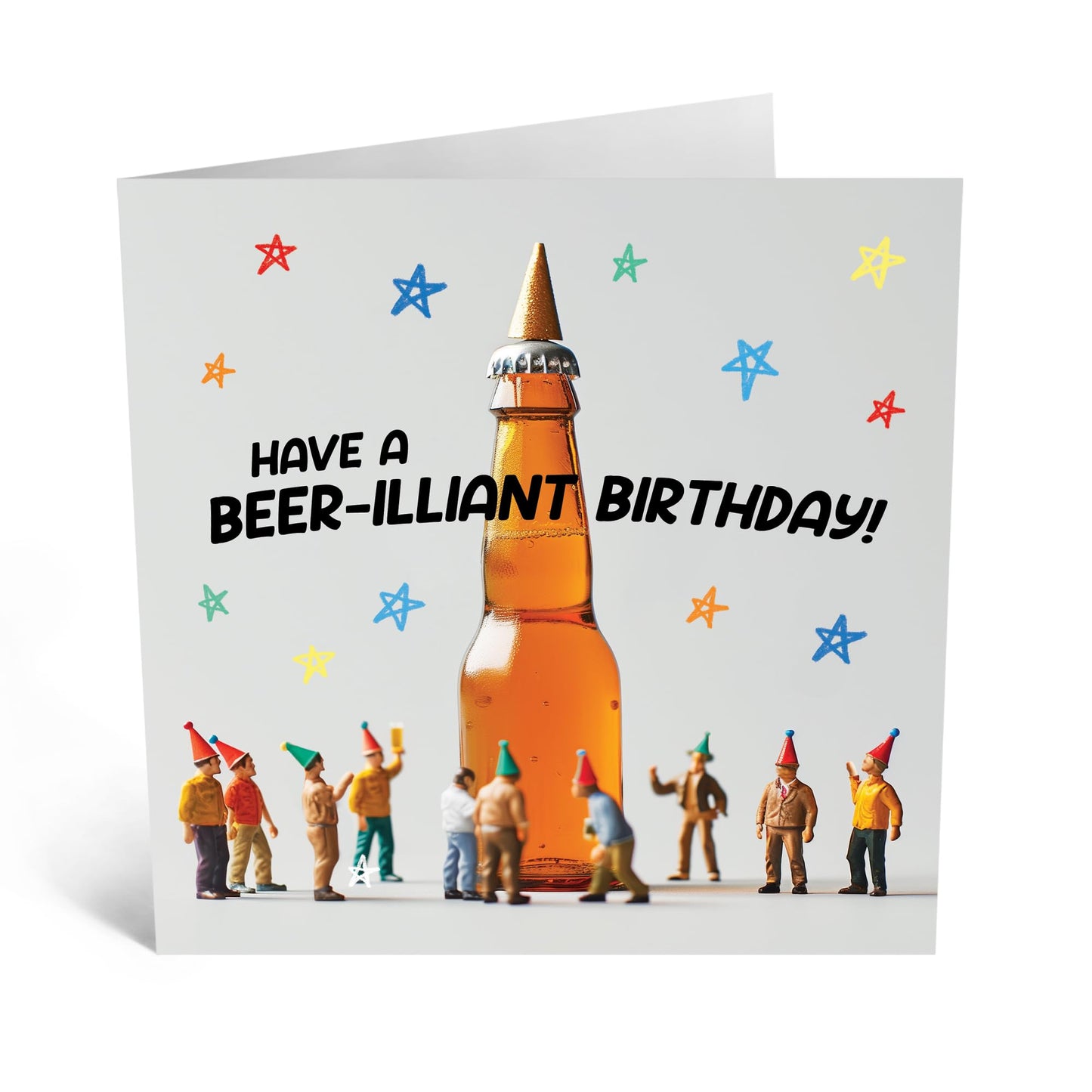 Greeting Card - 'BEER-ILLIANT BIRTHDAY' - Perfect for Birthdays - Ideal for Adding Humor and Fun to His Special Day - For Him, Husband, Friends or Any Beer Lover - Comes With Stickers By Central 23
