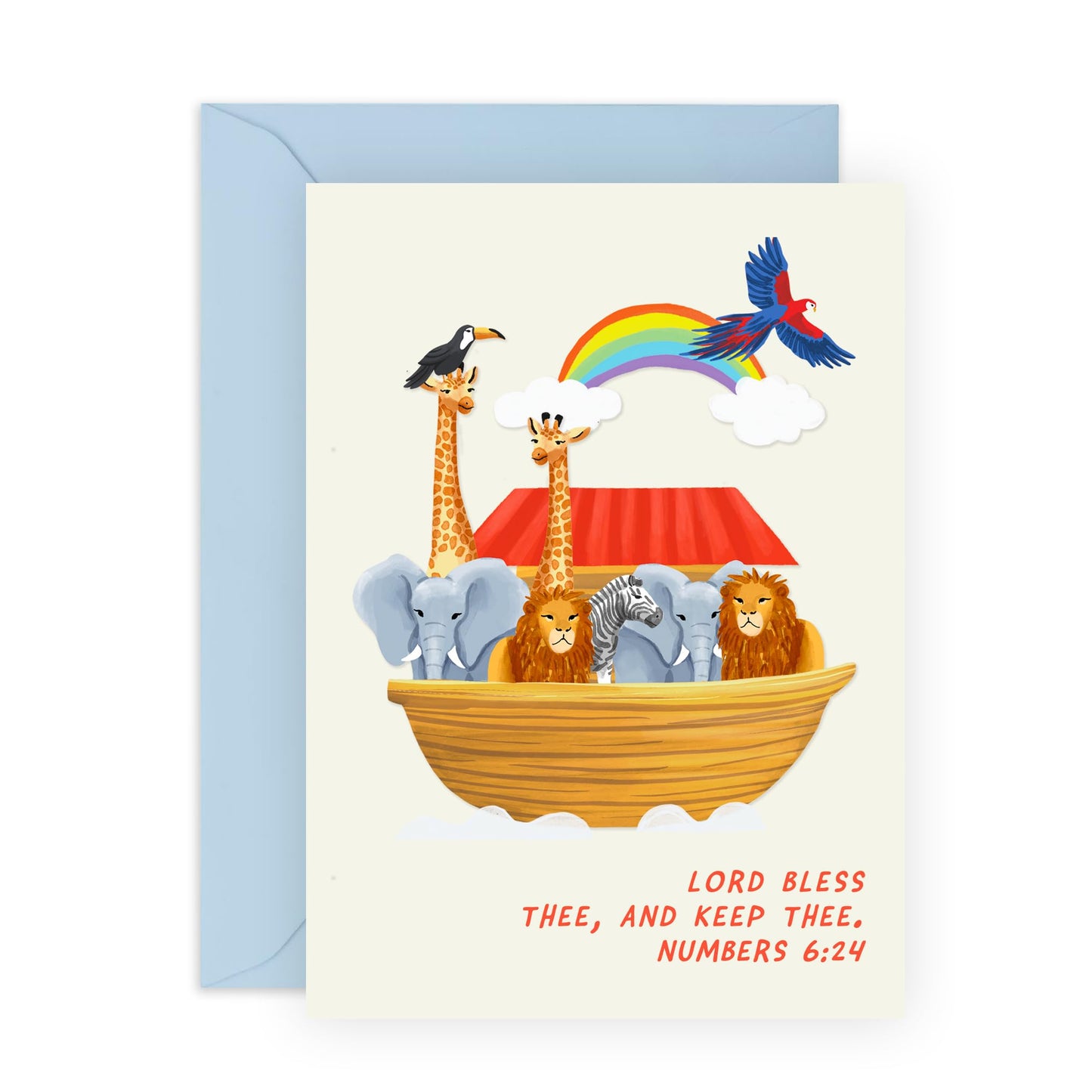 Christening Card - Noah's Ark Themed - Greeting Cards For Dedication, Baby Shower - Kids Birthday Card - Celebration Cards For Son Daughter Niece Nephew - Comes With Stickers - By Central 23