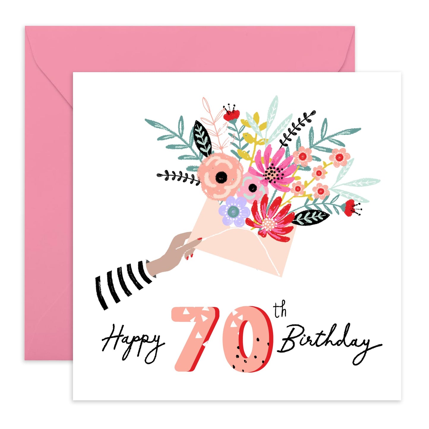 Nana Birthday Card - Happy 70th Birthday Card For Women - Floral Gifts For Her - Seventy Year Old - Elegant Milestone Cards For Female - Comes With Stickers - By Central 23