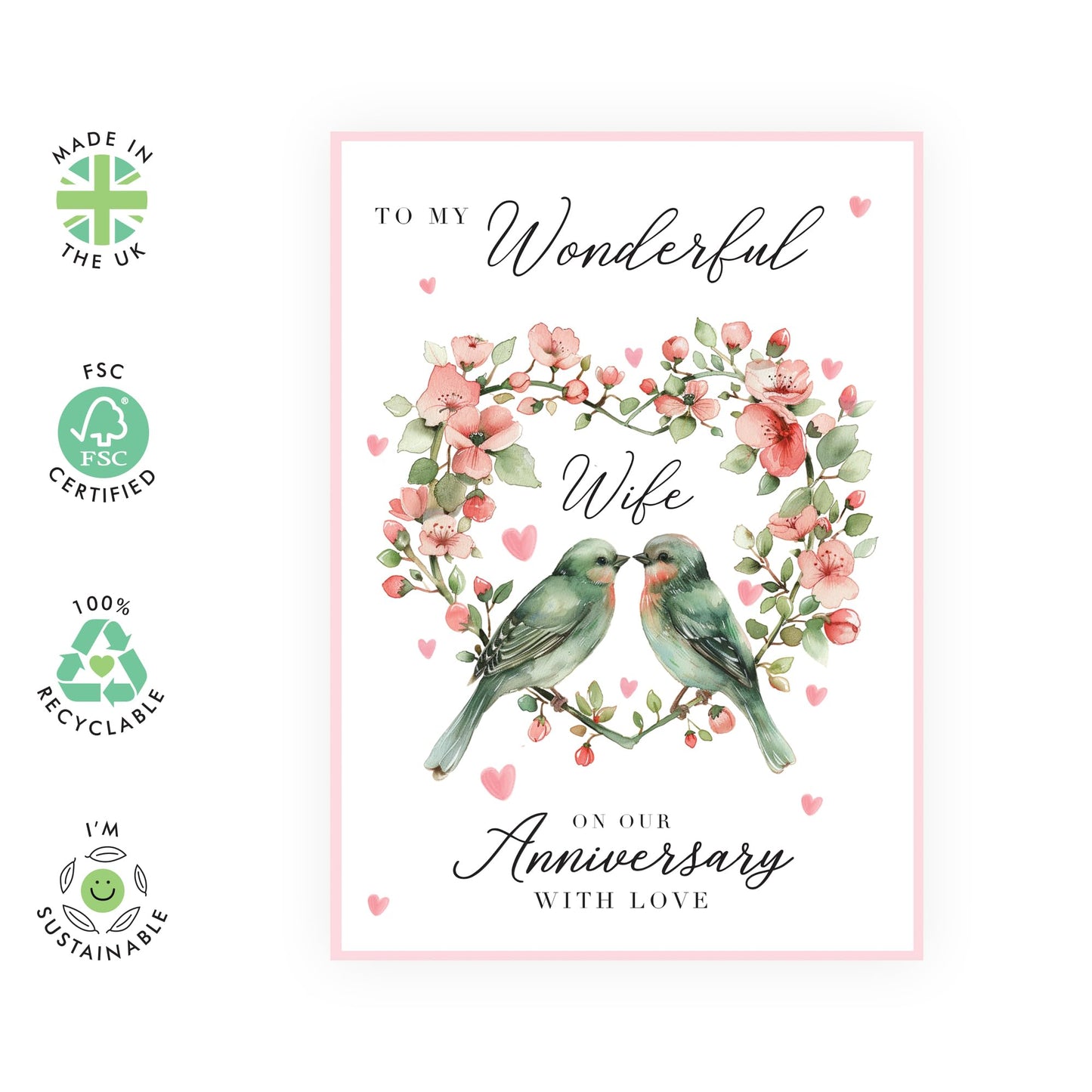 Anniversary Card - 'WIFE ANNIVERSARY BIRDS' - Perfect for Celebrating Your Wife with a Charm of Whimsy & Love - Ideal for Bird Lovers & Special Anniversaries - Comes with Stickers by Central 23