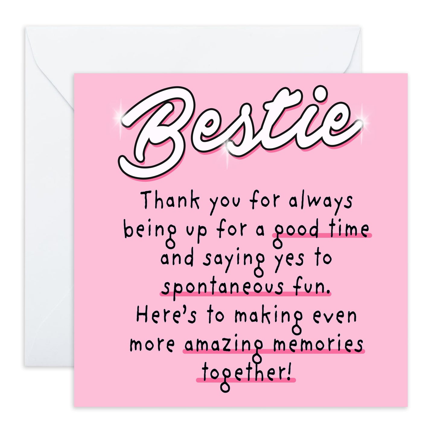 BFFs Greeting Card - 'Bestie' - Appreciation Gift for Girlfriends, Sis, Sisters, Friendships, Childhood - Thank You Dear Friend - Comes with Fun Stickers