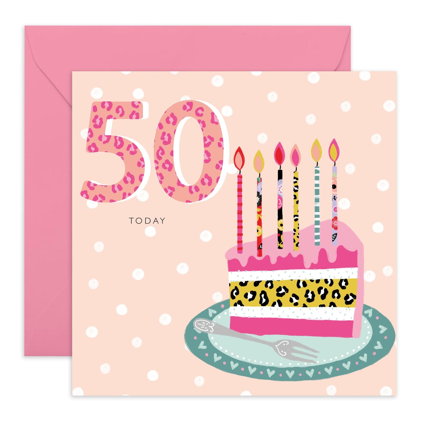50th Birthday Card For Mummy - 50th Leopard Cake - Mum Birthday Card - Wife Sister - Happy Fiftieth Birthday Greeting Card Female Friends - Gift For Aunt Auntie - Comes With Fun Stickers By Central 23