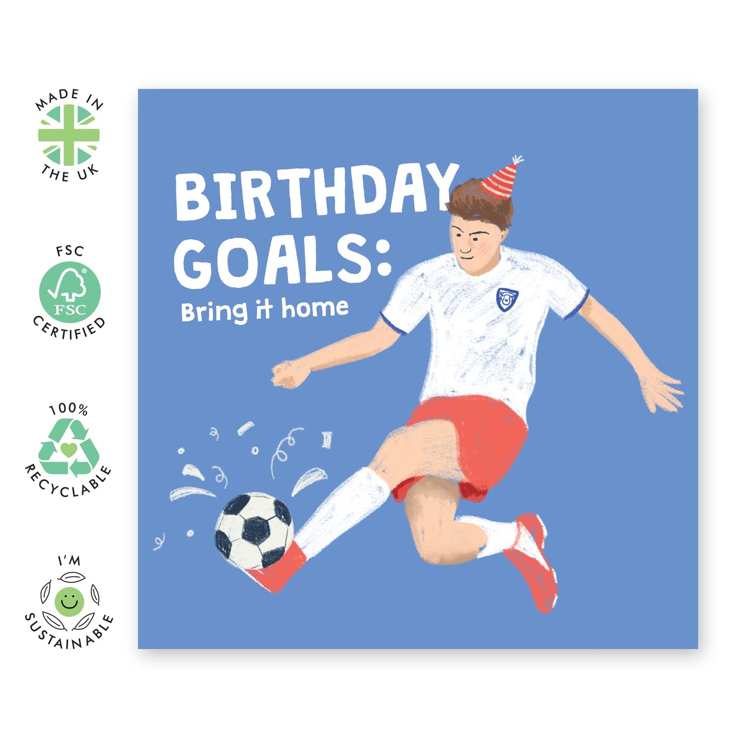 Football Birthday Card For Men Women - Birthday Goals - Gifts For Son Daughter Nephew - Soccer Sports Athlete - Greeting Cards For Him Her - Comes With Fun Stickers By Central 23