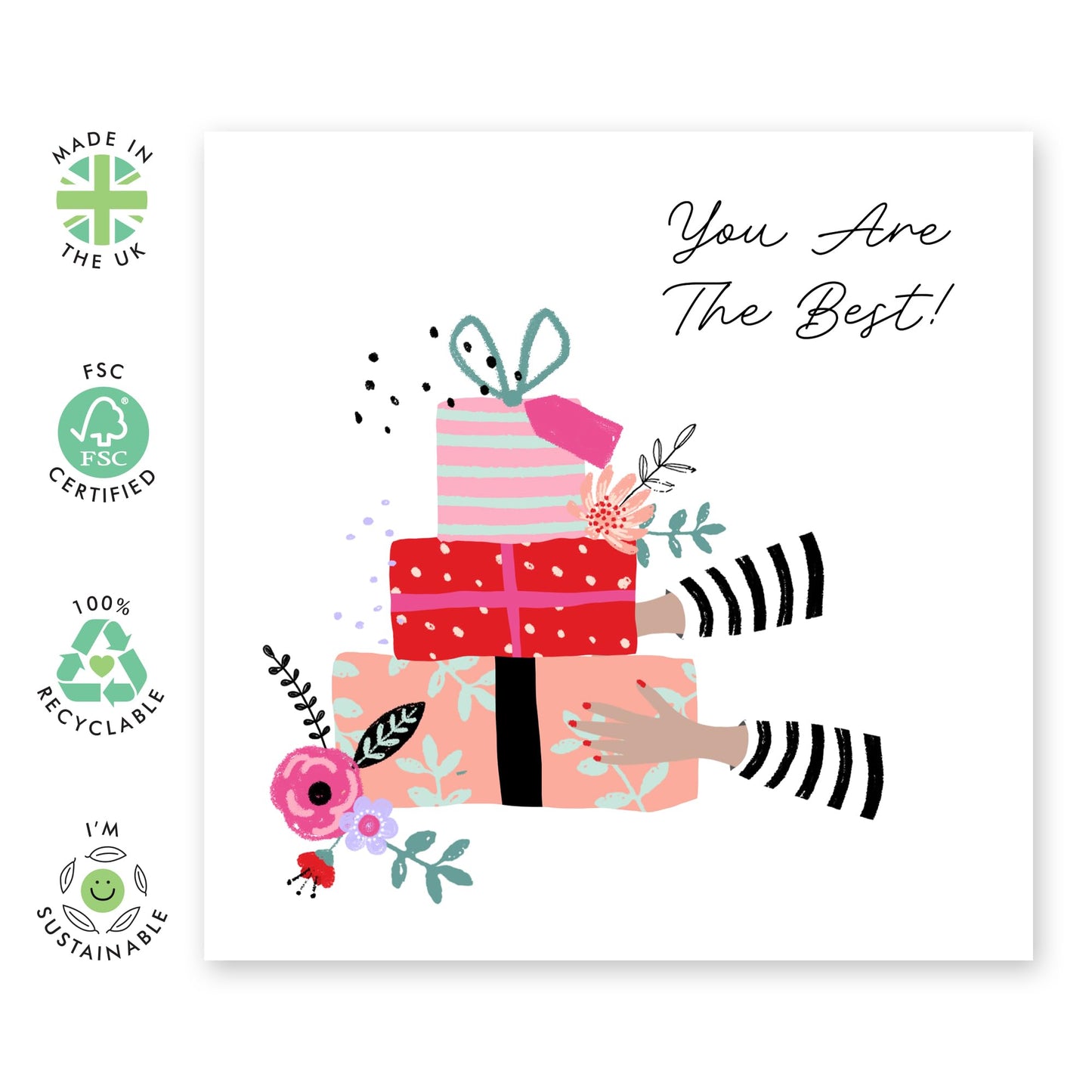 Giving Gifts Greeting Card - 'You Are The Best Presents' - Gifts for Friends, Coworkers, Colleague, Cousin, BFF, Neighbours, Uncle, Brother - Celebrating - Comes with Fun Stickers