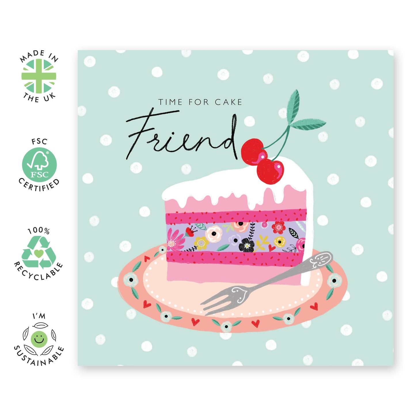 Friend Birthday Cards For Women - Time For Cake Candles - Gifts For Friends Women - Trendy Friend Card - Friends Birthday Card - Comes With Cute Stickers - By Central 23