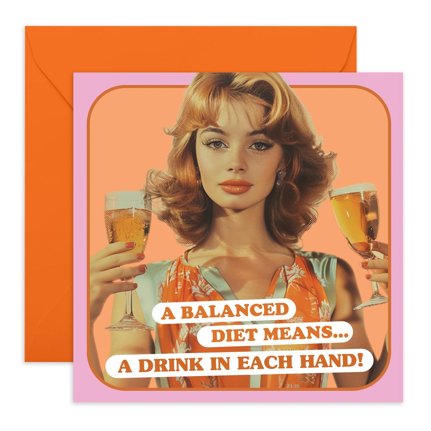 Hilarious Greeting Card - 'Balanced Diet' - Jokes for BFFs, Girlfriends, Best friend, Best Gal, Buddies - Balanced Drinking - Comes with Fun Stickers