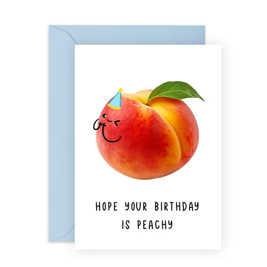 Happy Birthday Card - Peachy Birthday - Funny Greeting Cards For Son Daughter Nephew Niece - Hilarious Birthday Card For Girls And Boys - Comes With Stickers By Central