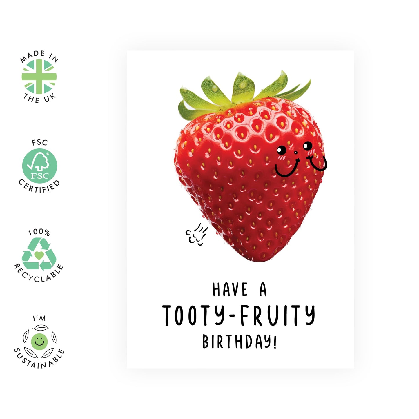Happy Birthday Card - Tooty Fruity Birthday Strawberry - Funny Greeting Cards For Son Daughter Nephew Niece - Hilarious Birthday Card For Girls And Boys - Comes With Stickers By Central