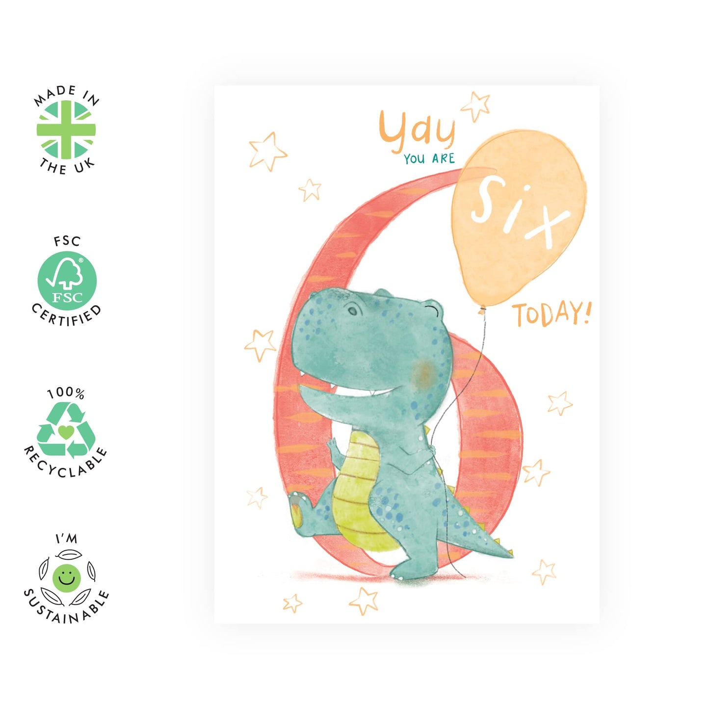 Sixth Birthday Card For Boys - Happy 6th Birthday Cards For Kids - For Son Nephew Godson - Milestone Greeting Cards Age Six - Gifts For Grandson - Comes With Fun Stickers - By Central 23