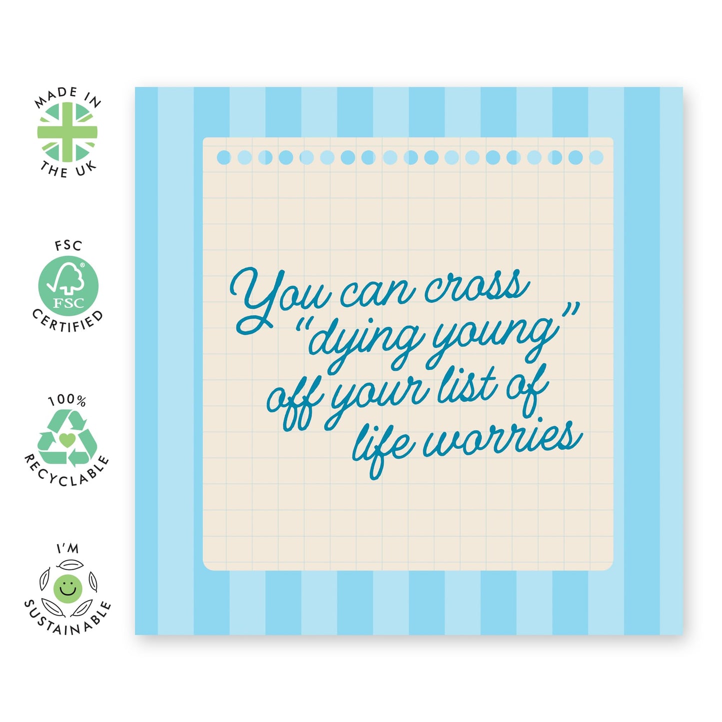 Happy Birthday Cards For Men Women - Cross Off Dying Young - Hilarious Greeting Card Her Him - Funny Greeting Cards Mum Dad - Gift From Son Daughter - Comes With Fun Stickers - By Central 23