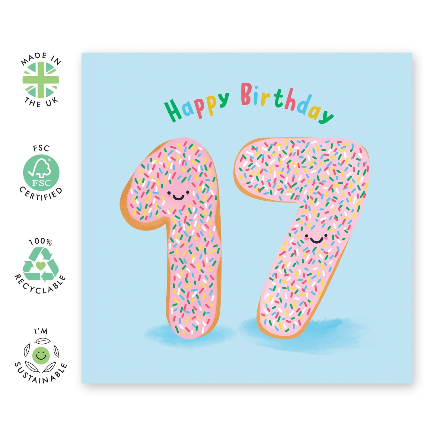 17th Birthday Cards For Kid - Donut Age 17 - Girl Birthday Card Seventeen Year Old - Happy Birthday Card For For Son Daughter - Gifts Boys Girls Niece Nephews - Comes With Fun Stickers By Central 23