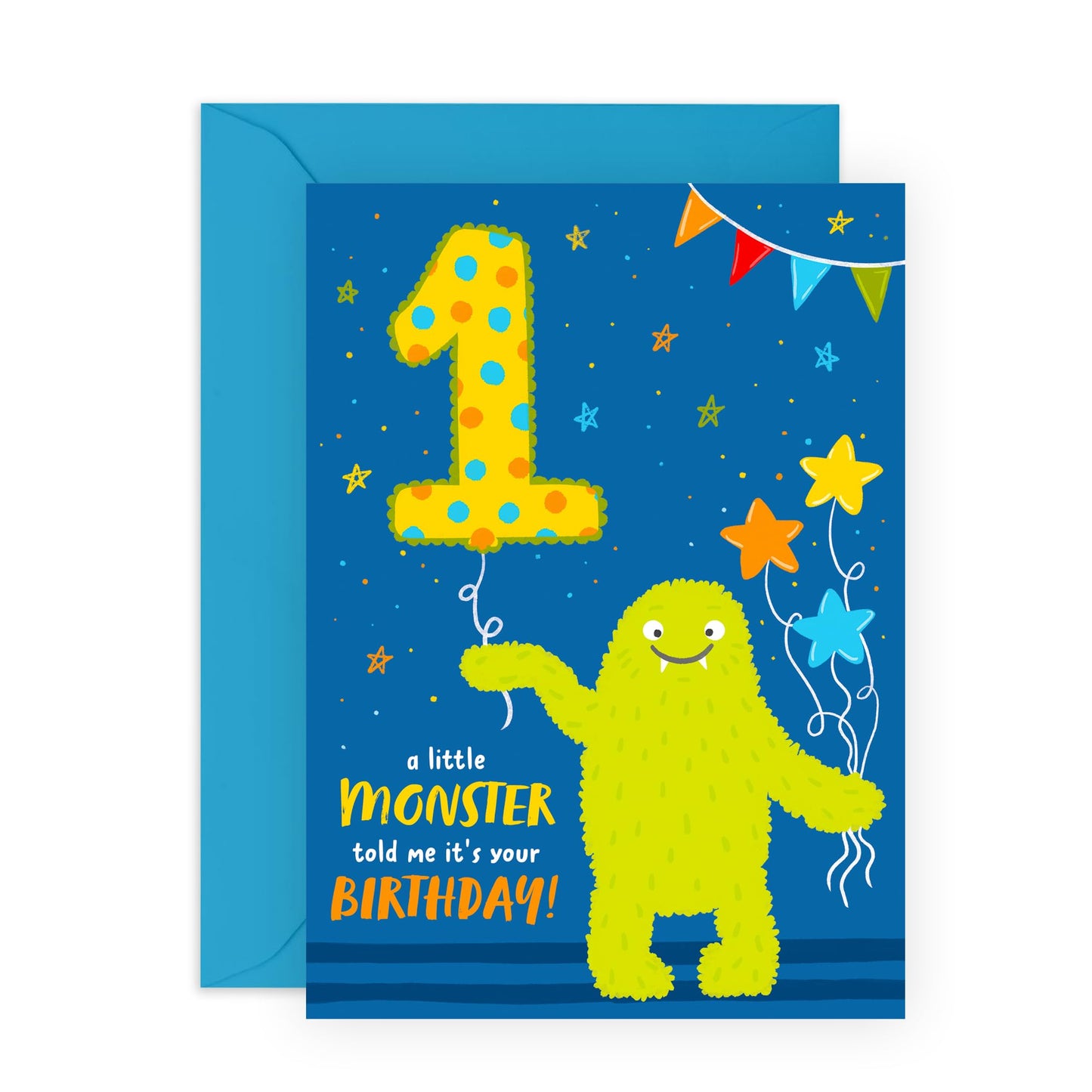 1 Year Old Birthday Card - 1st Birthday Card Girl Boy - Cute Monster Greeting Cards For Kids - Gifts For Son Daughter Niece Nephew Godson - First Bday - Comes With Stickers By Central 23