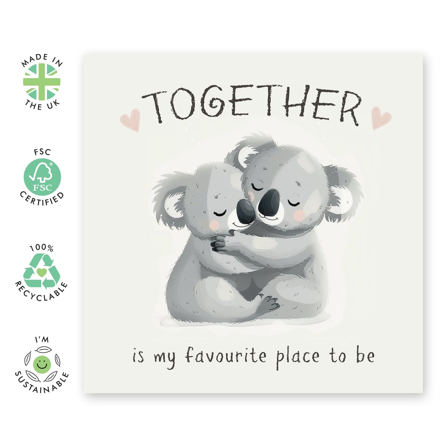Valentines Day Card Girlfriend Boyfriend - Favourite Place Koalas - Anniversary Card Couple Fiance - Husband Wife Greeting Card - Love Cards For Him Her - Comes With Stickers By Central 23