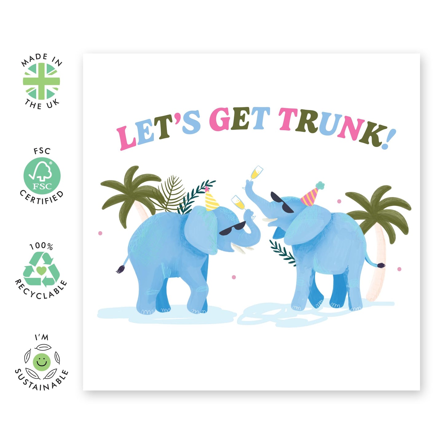 Funny Birthday Cards For Men - Let's Get Trunk - Greeting Cards For Men Papa Pop Daddy - Dad Birthday Card - From Friends - Comes With Stickers By Central 23