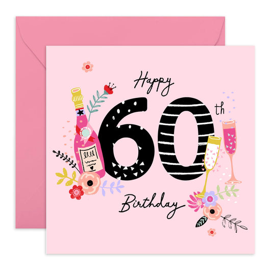 Happy 60th Birthday Card For Her - Sixty Year Old Gifts - 60th Birthday Card For Women - Milestone Cards For Aunt Wife Grandma Friends - Nan Birthday Card - Comes With Fun Stickers By Central 23