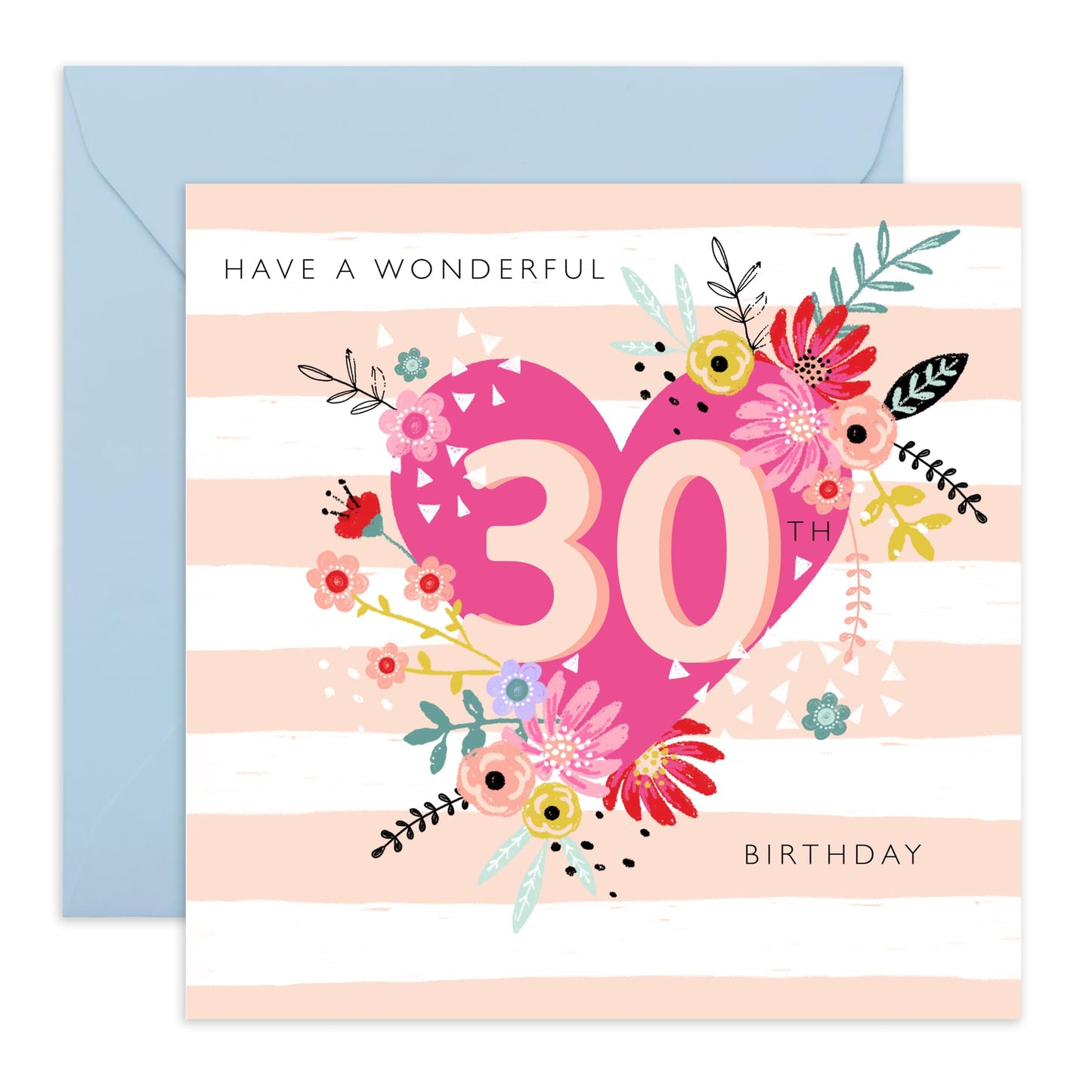 30th Birthday Card For Women - 30 Birthday Balloons - Wife Mum Mummy - Sister - Birthday Card - Bday Card - Happy Thirtieth Birthday Greeting Card Female Friends - Comes With Stickers By Central 23