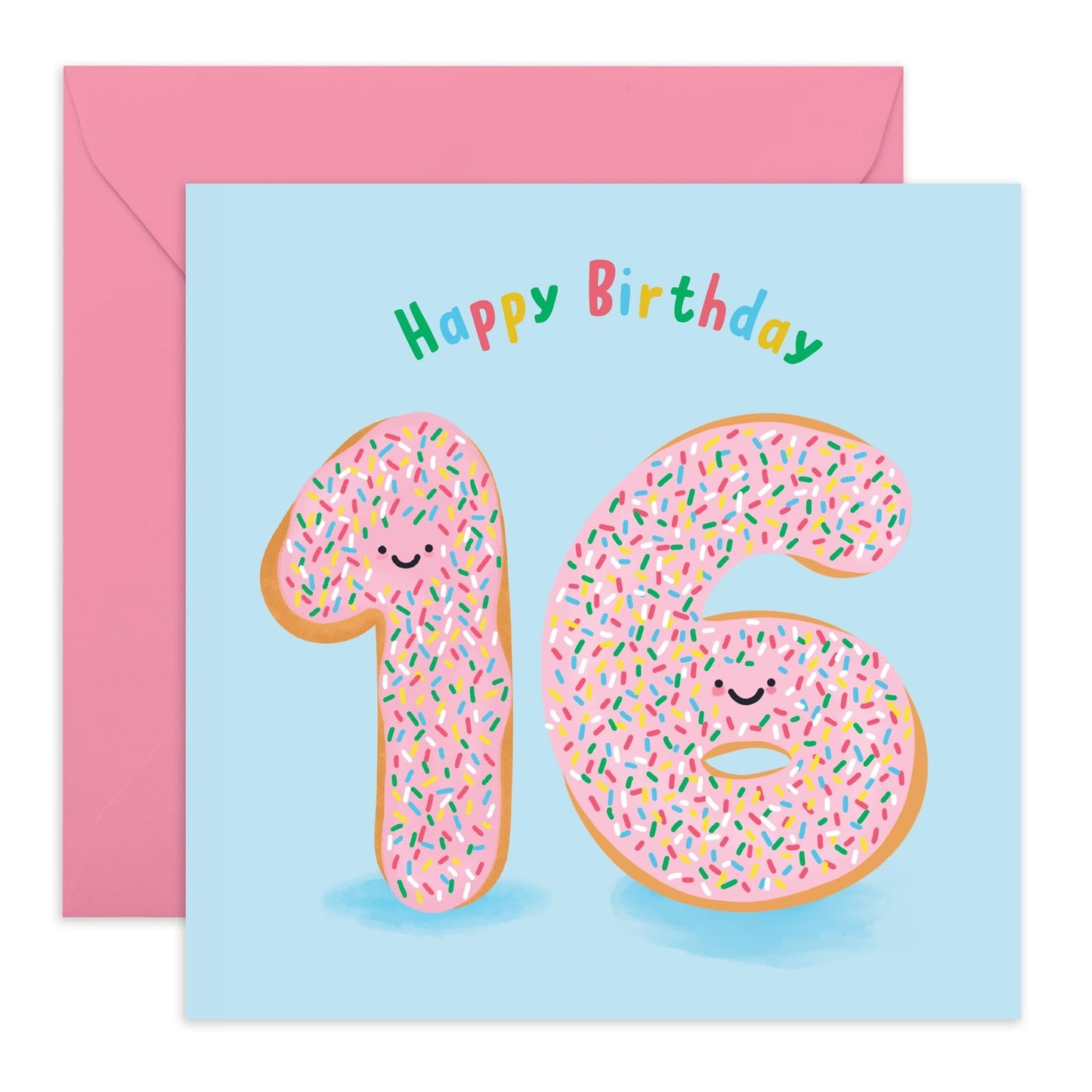 16th Birthday Cards For Kids - Donut Age 16 - Girl Birthday Card Sixteen Year Old - Happy Birthday Card For Son Daughter - Gifts Boys Girls Niece Nephew - Comes With Fun Stickers By Central 23