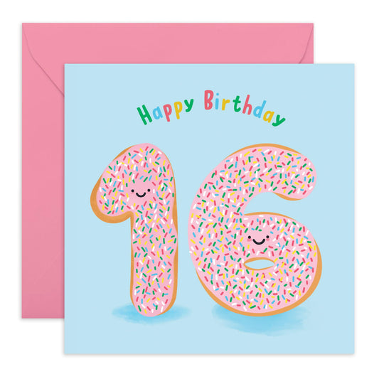 16th Birthday Cards For Kids - Donut Age 16 - Girl Birthday Card Sixteen Year Old - Happy Birthday Card For Son Daughter - Gifts Boys Girls Niece Nephew - Comes With Fun Stickers By Central 23