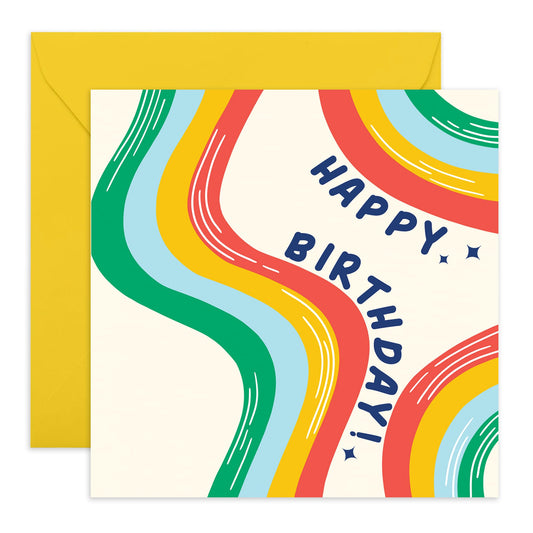 Happy Birthday Card Girls And Boys - Happy Birthday Swirl - Swirl - Sweet Greeting Cards For Son Daughter - Birthday Card For Nephew Niece - Comes With Stickers By Central