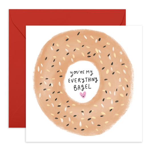 Sweet Greeting Cards For Couple - You're My Everything - Bagel Greeting Cards For Girlfriend Boyfriend Husband Wife - Gifts For Him Her Men Women - Comes With Stickers By Central 23