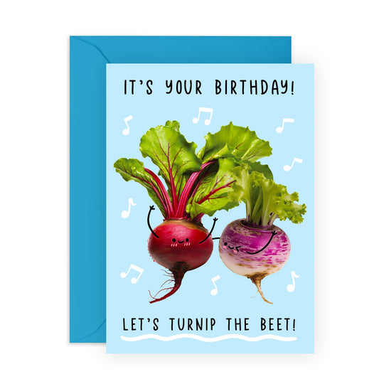 Happy Birthday Card Dad Mum- Turnip The Beet Birthday - Funny Greeting Cards For Son Daughter Nephew Niece - Hilarious Birthday Card For Girls And Boys - Comes With Stickers By Central