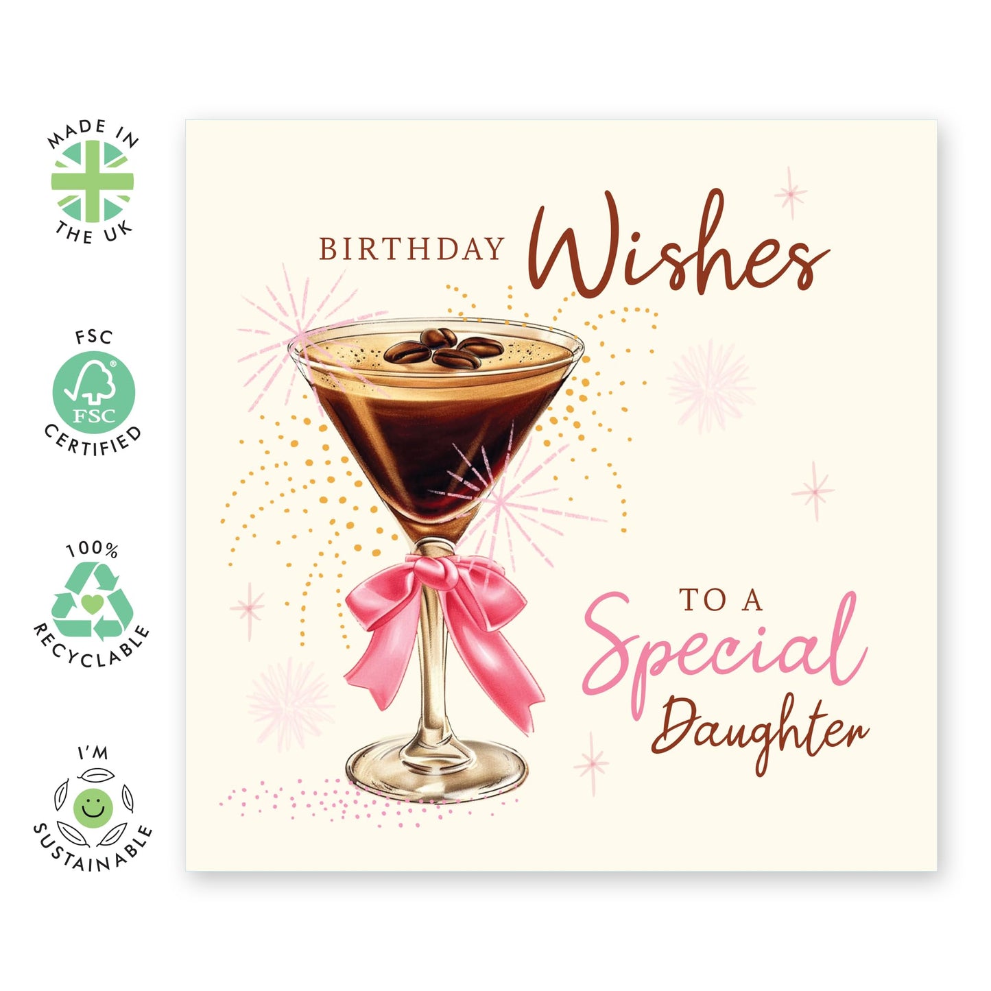 Cheers Birthday Card - 'Lovely Daughter Birthday' - Presents for Daughters, Children from Mum & Dad - Best Wishes - Comes with Fun Stickers