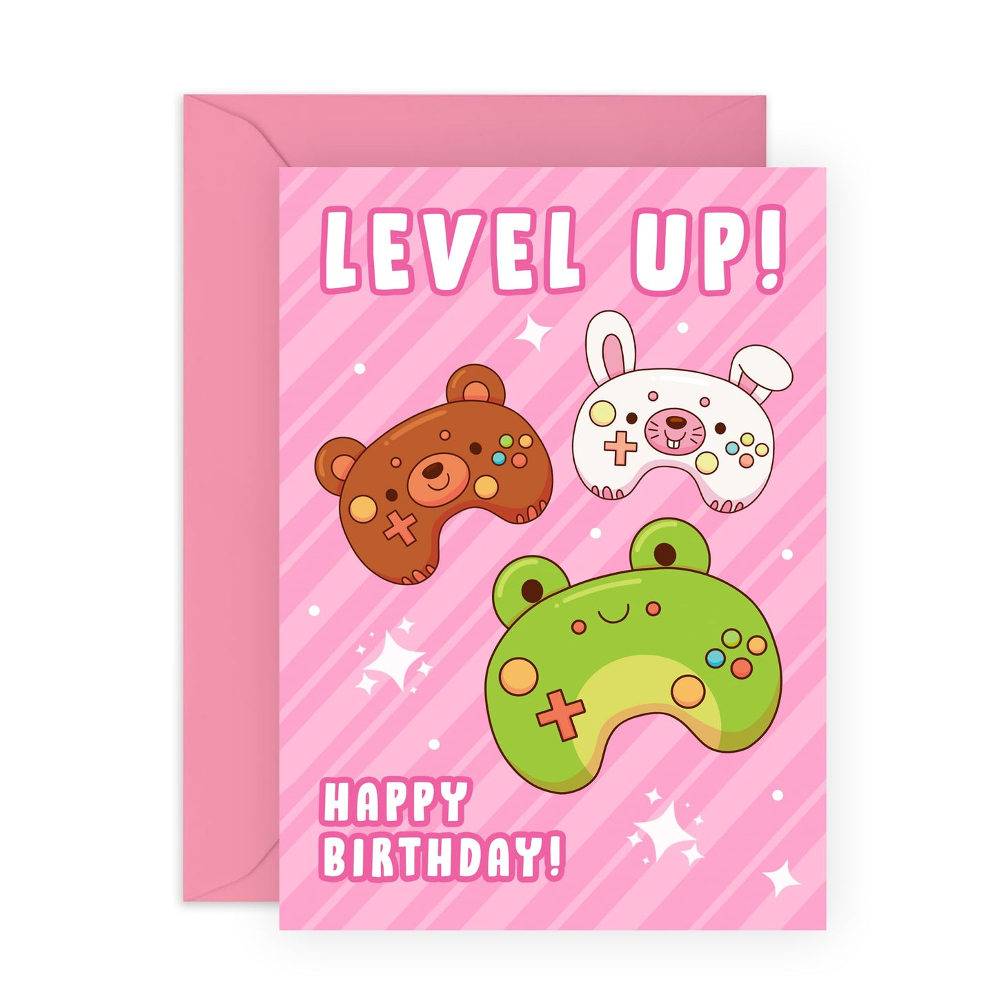 Girls Birthday Card - Pink Gamer Birthday - Sister Birthday Cards - Video Games - Birthday Cards For Teens - Gift From Mum Dad - Comes With Stickers - By Central 23