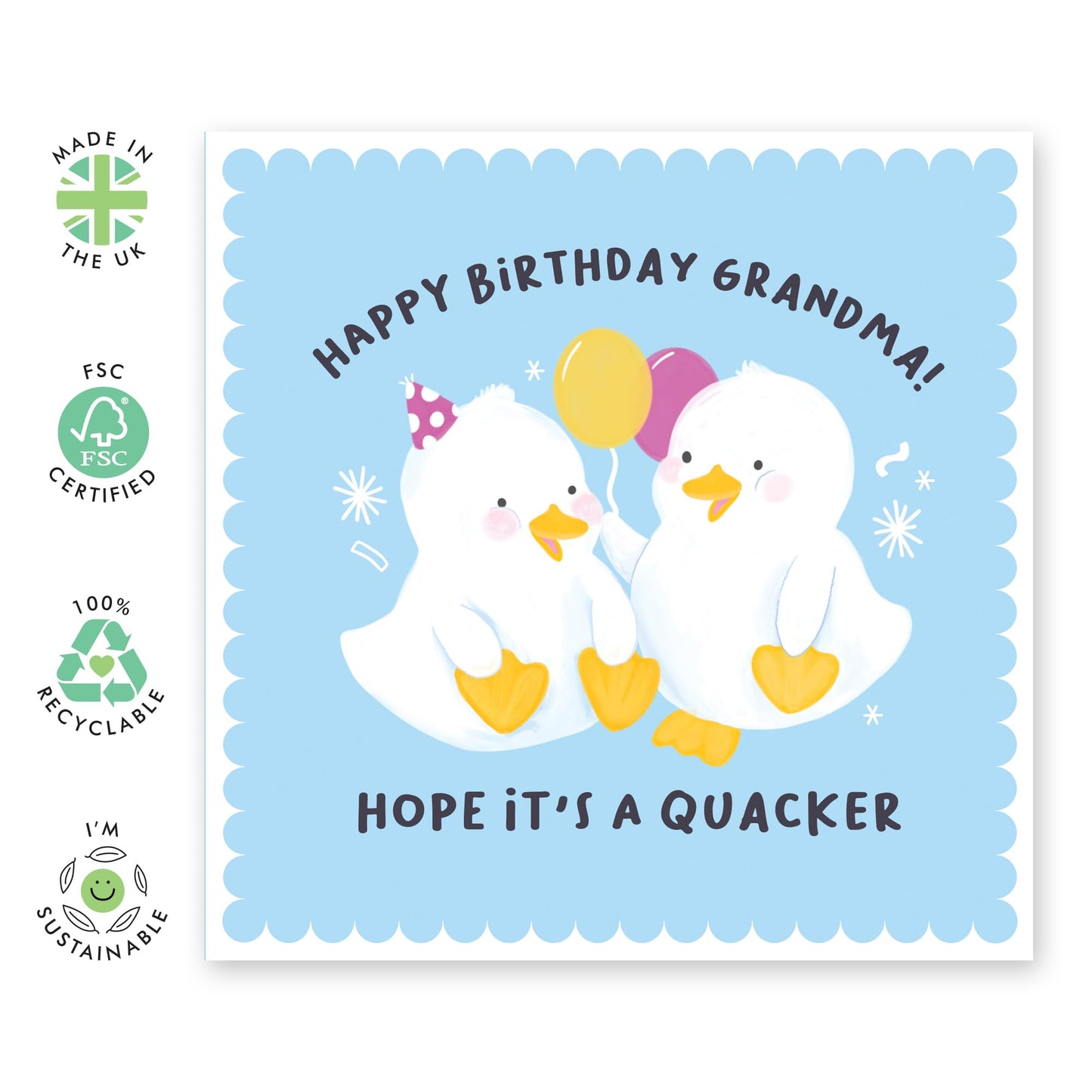 Birthday Cards For Women - Have A Quacker Grandma - Pretty Greeting Cards For Grandma - Animal Birthday Card - Gifts For Her Nana Nanny Grandmother - Comes With Fun Stickers - By Central 23