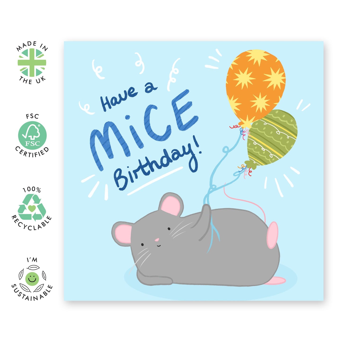 Kids Birthday Cards - Have A Mice Birthday Mouse - Baby Milestone Cards - Birthday Card Boys Girls - Gift For Son Daughter Niece Nephew - Gift From Mum Dad - Comes With Stickers By Central 23