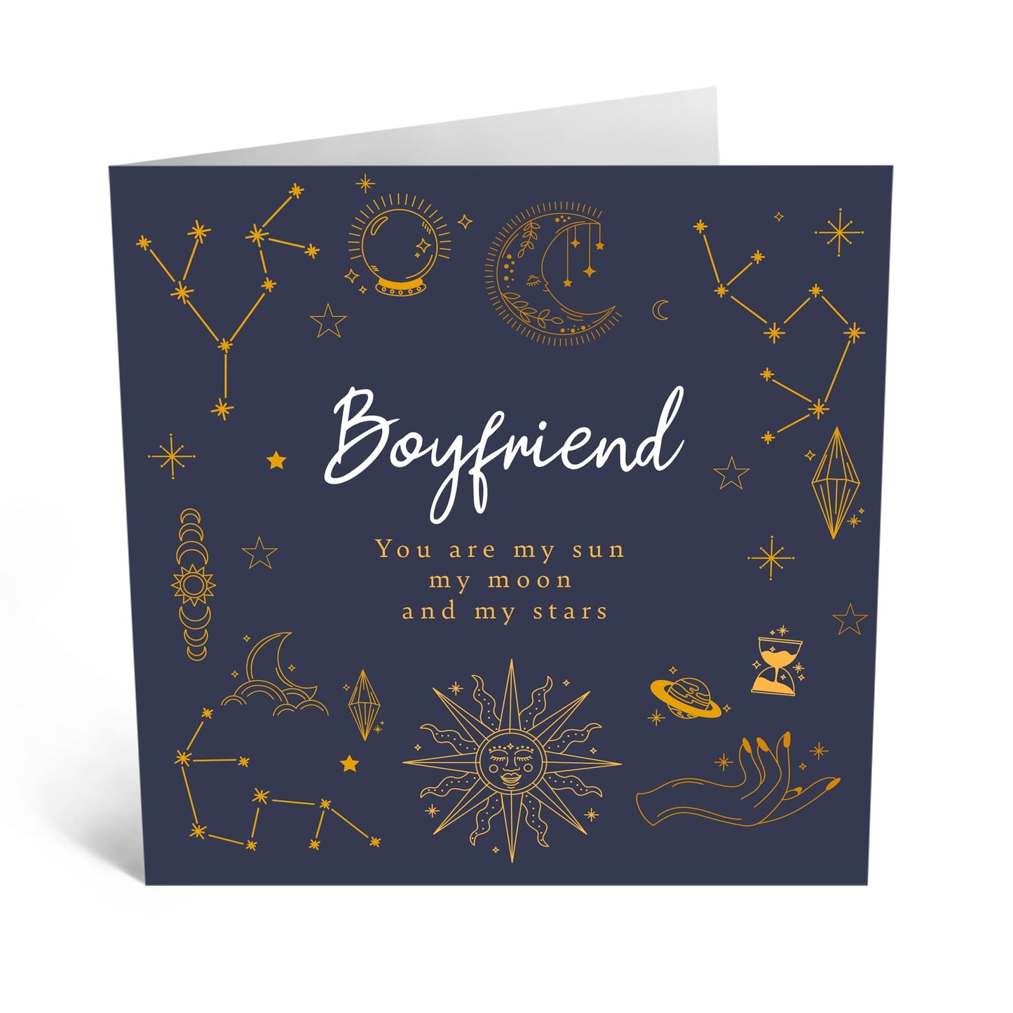 Romantic Greeting Card - 'BF SON MOON STARS' - Perfect for Celebrating Love and Family Bonds with a Whimsical Touch - Ideal for Partners Boyfriends and Loved Ones - Comes With Stickers By Central 23