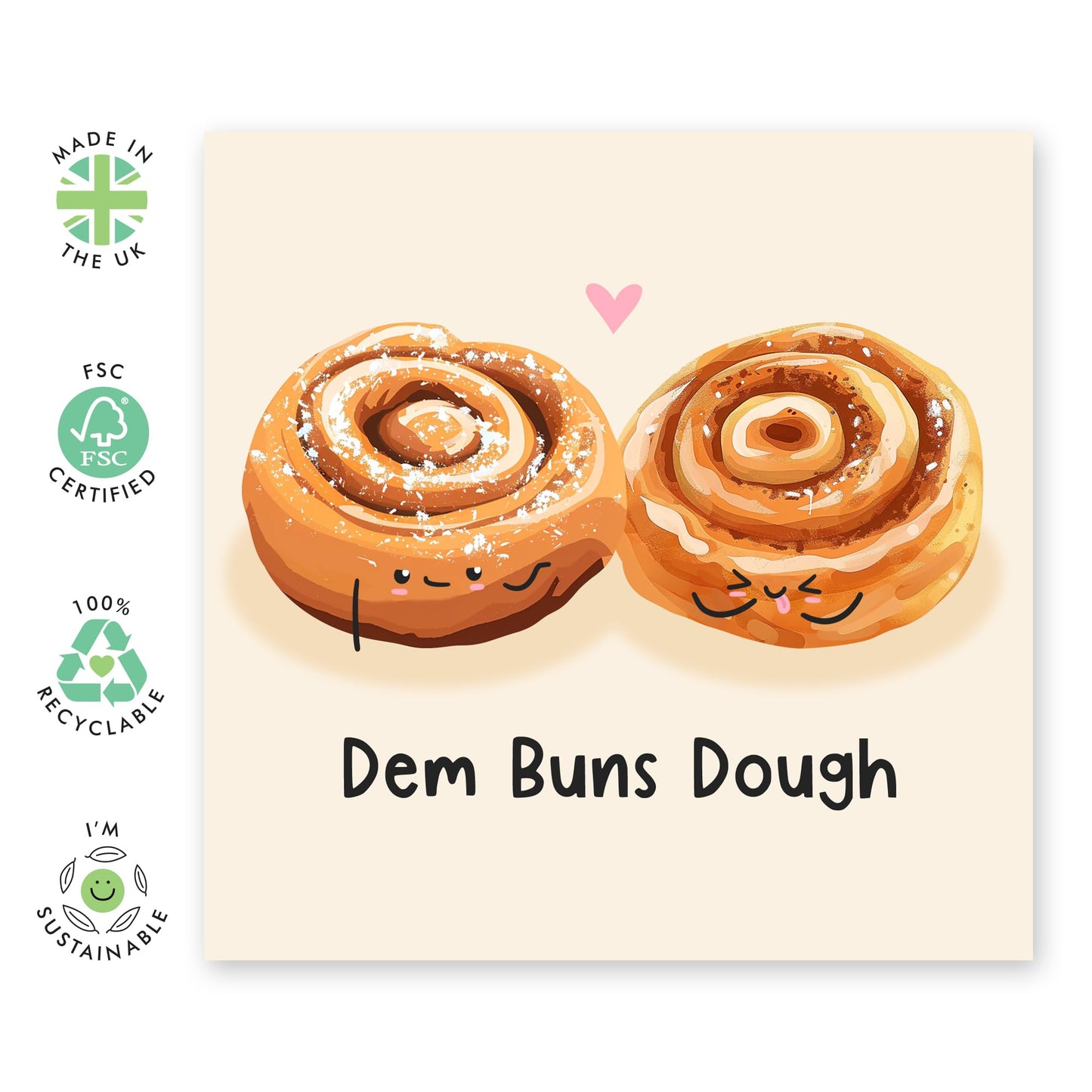 Anniversary Card Couple - Dem Buns Dough Cinnamon Buns - Valentines Day Card Girlfriend Boyfriend - Gift For Fiance - Love Cards For Him Her - Husband Wife - Comes With Stickers By Central 23