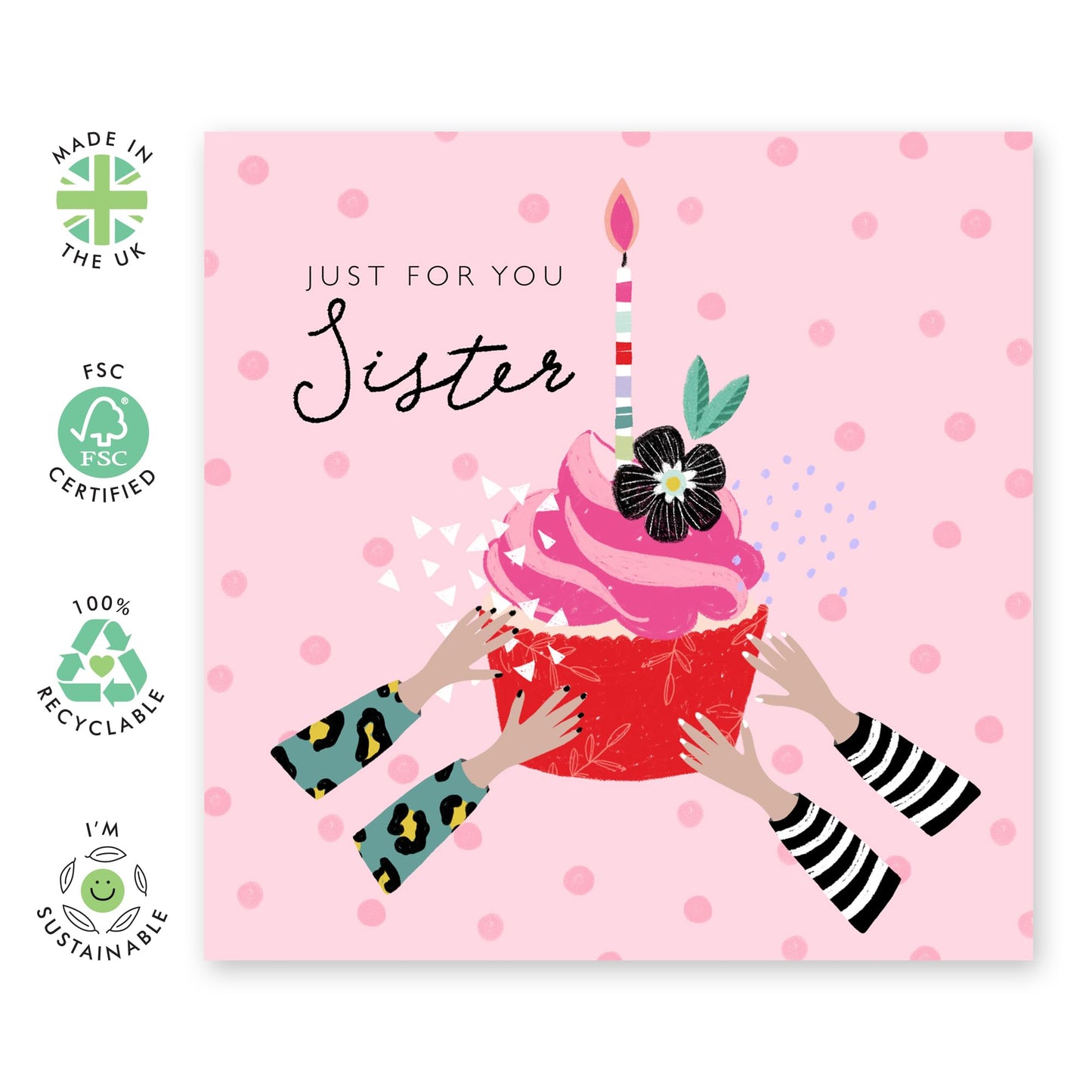 Sister Birthday Cards For Her - Just For You Love Cards For Women - Sweet Gifts Presents - Happy Birthday Valentines Mother's Day Greeting Cards And Envelopes - Comes With Stickers By Central 23