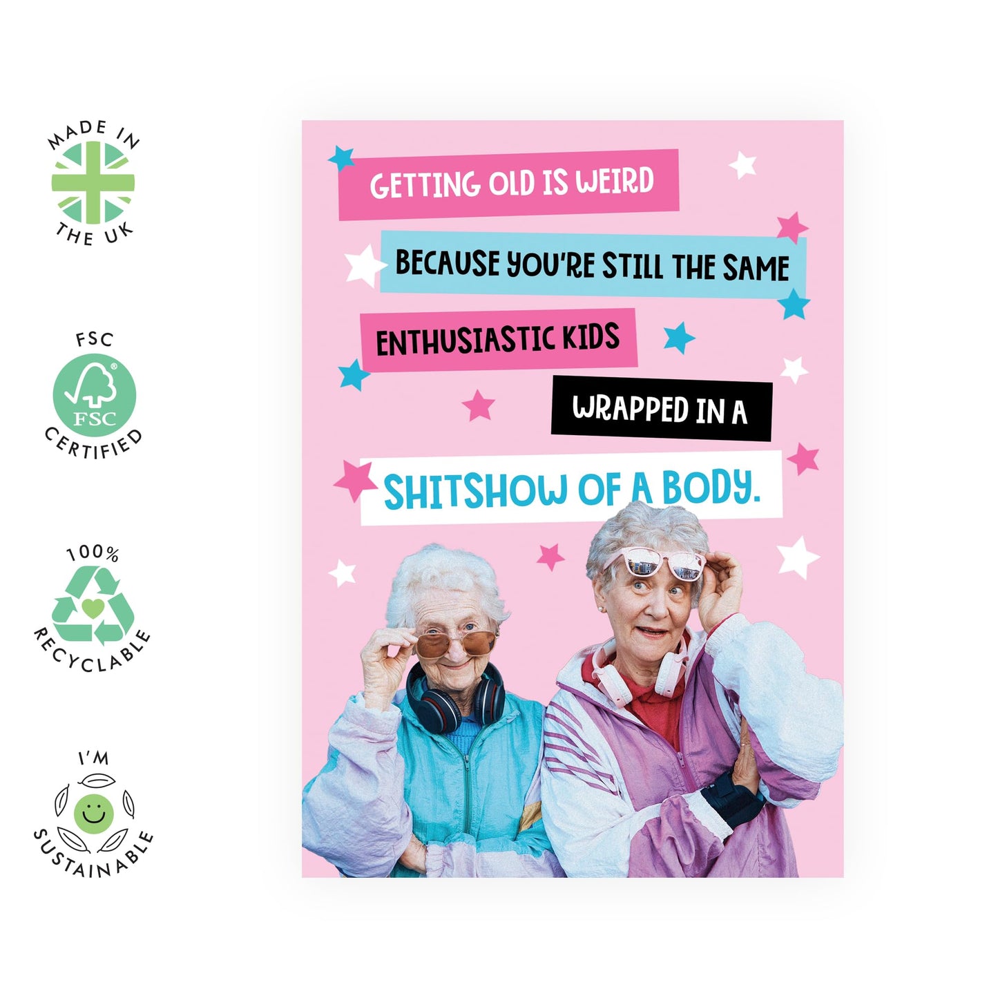 Funny Greeting Card - 'GETTING OLD IS WEIRD' - Perfect for Embracing the Quirks & Humor of Aging - Ideal for Adding a Lighthearted Touch to Birthdays or Milestones - Comes With Stickers By Central 23