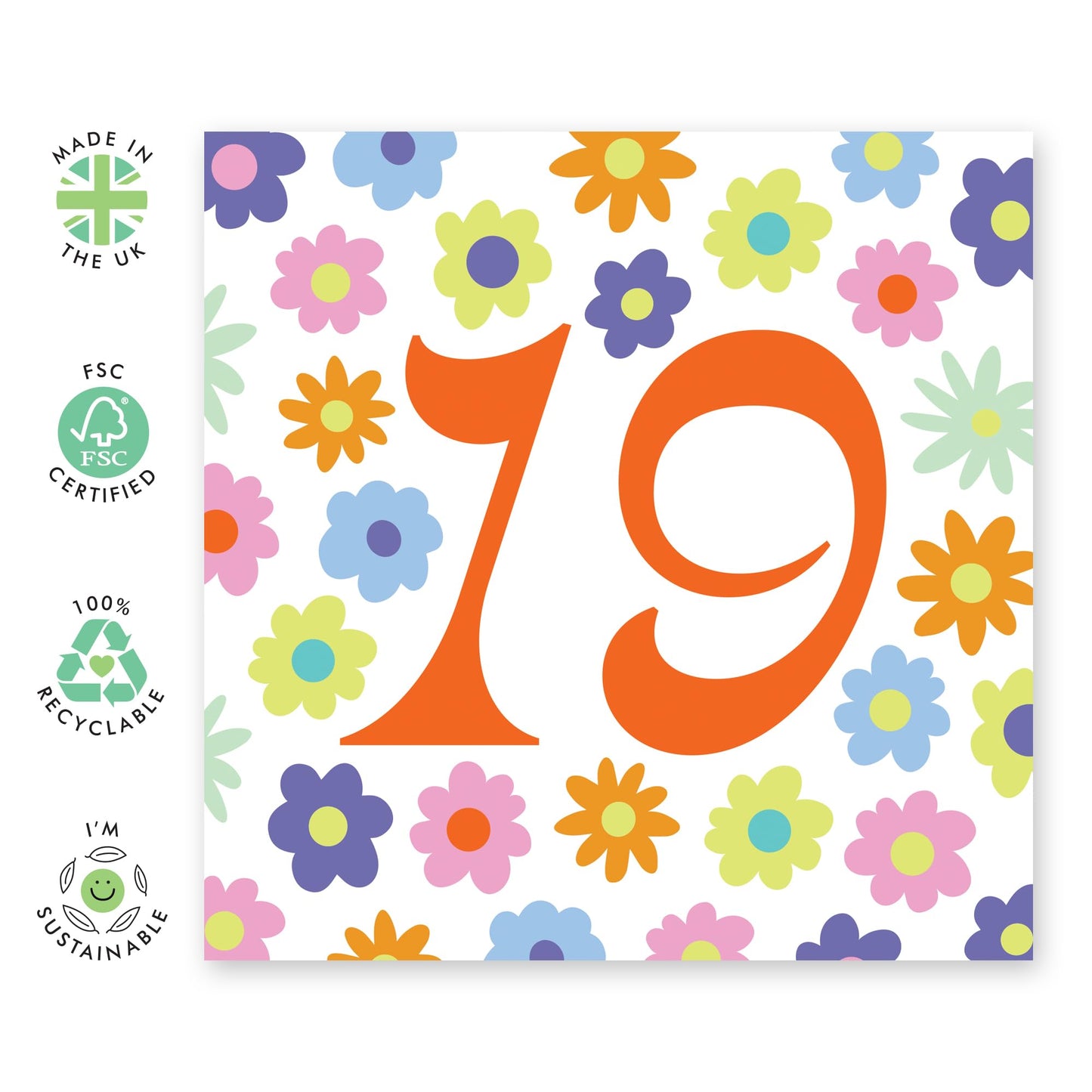 19th Birthday Card - Rainbow Floral 19 - Happy Nineteenth Birthday Cards - Stars Birthday Card - Nineteen Year Old Gifts For Best Friend Women Him Her - Comes With Fun Stickers - By Central 23