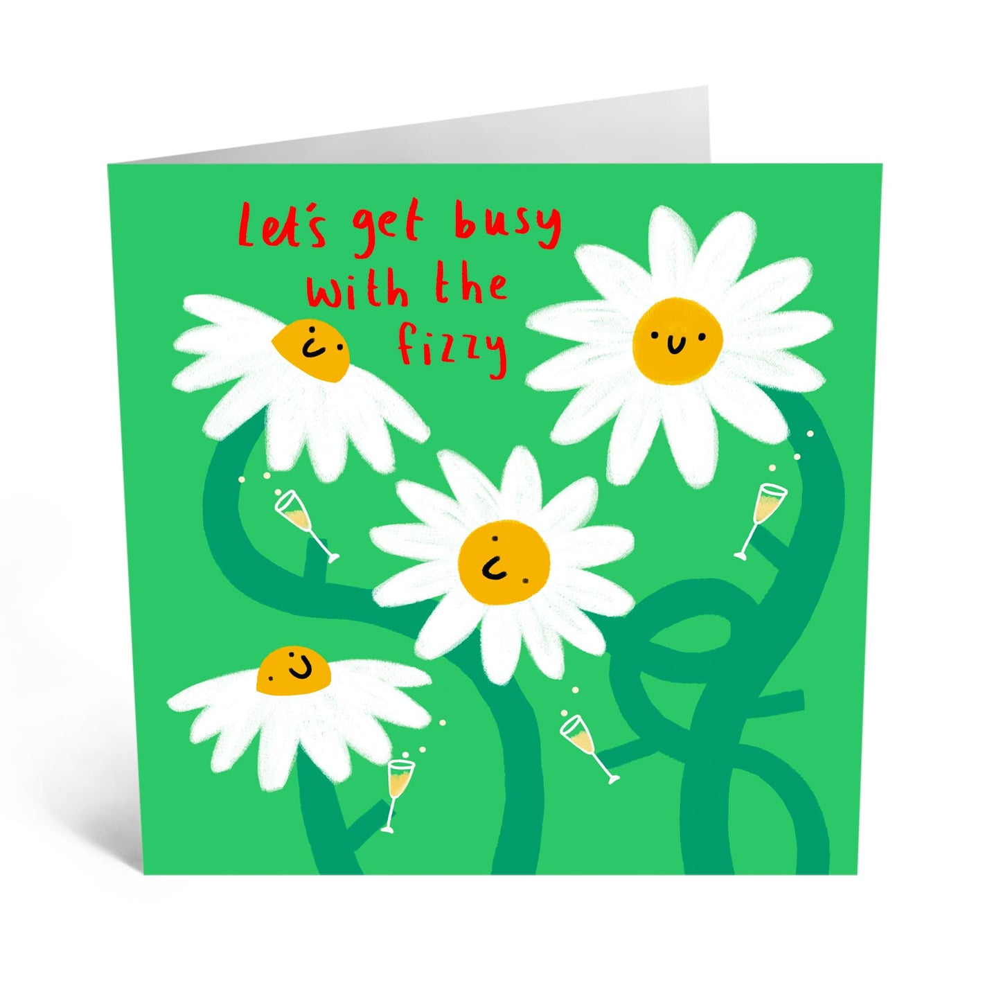 Greeting Card - 'DAISY FIZZY BUSY' - Perfect for Any Occasion with a Fun, Daisies & Bubbles-Themed Design - Ideal for a Touch of Cheer & Playfulness to Celebrations - Comes With Stickers By Central 23