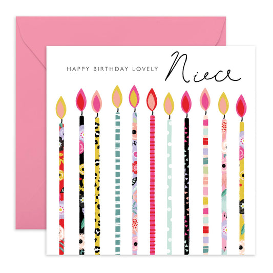 Niece Birthday Card From Aunt - Happy Birthday Lovely Niece - Sweet Greeting Cards For Girls Teens - Trendy Cards For Women Female - Pink Gifts For Her - Comes With Stickers By Central 23