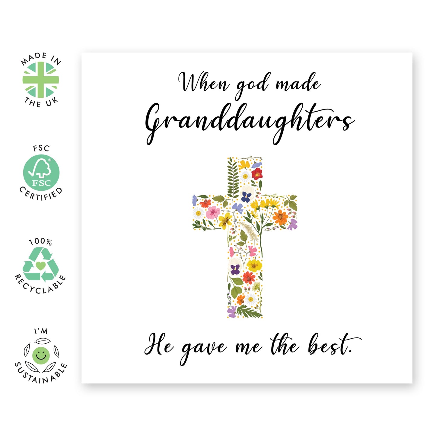 Granddaughter Birthday Card - First Holy Communion Cards - Baptism Cards For Girls - Easter Card For Grand Daughter - Christian Cards - Thinking Of You Card - Comes With Cute Stickers By Central 23