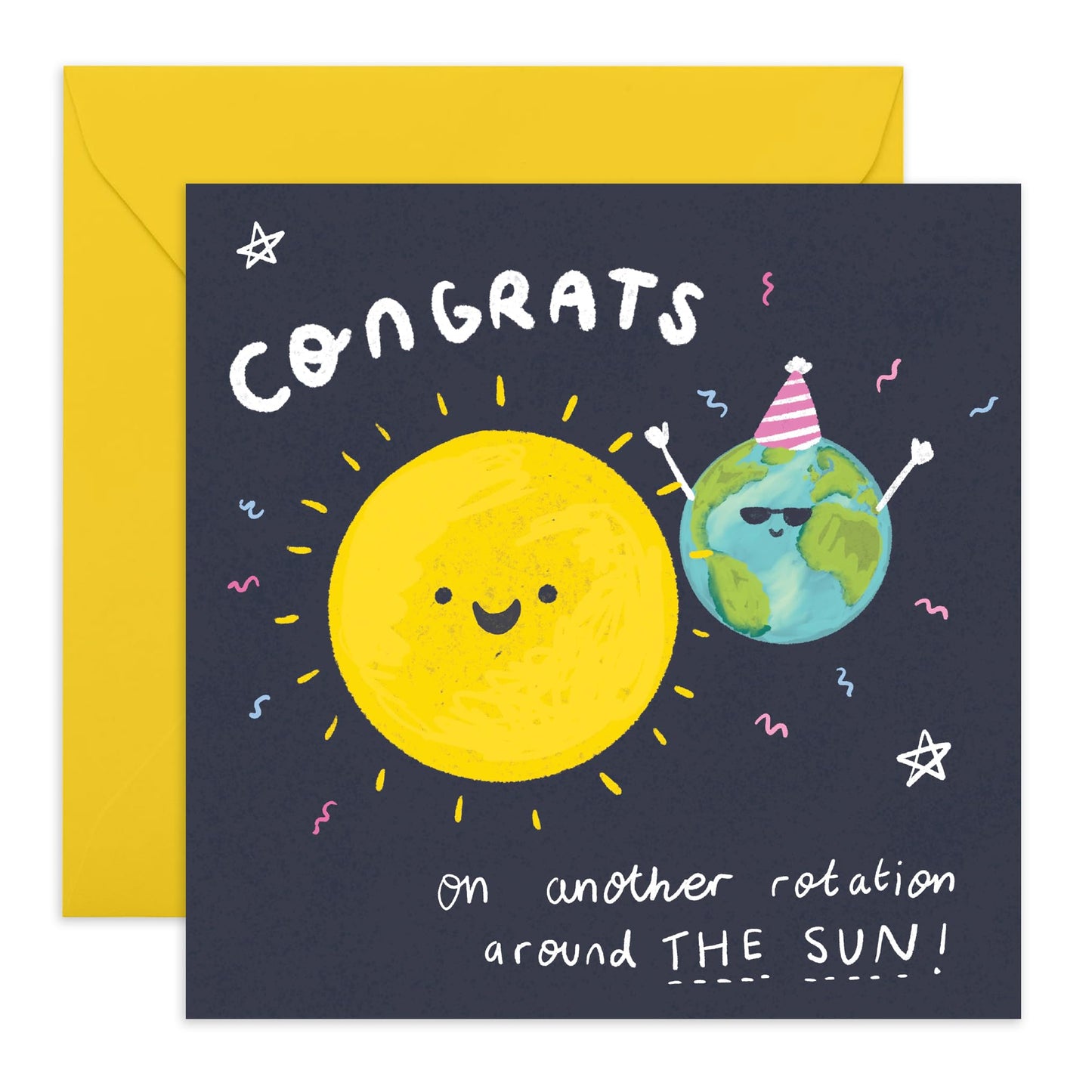 Birthday Greeting Card - 'AROUND THE SUN!' - Perfect for Celebrating Another Trip Around the Sun with Joy & Cheer - Ideal for Friends Family BFFs Besties Loved Ones - Comes With Stickers By Central 23