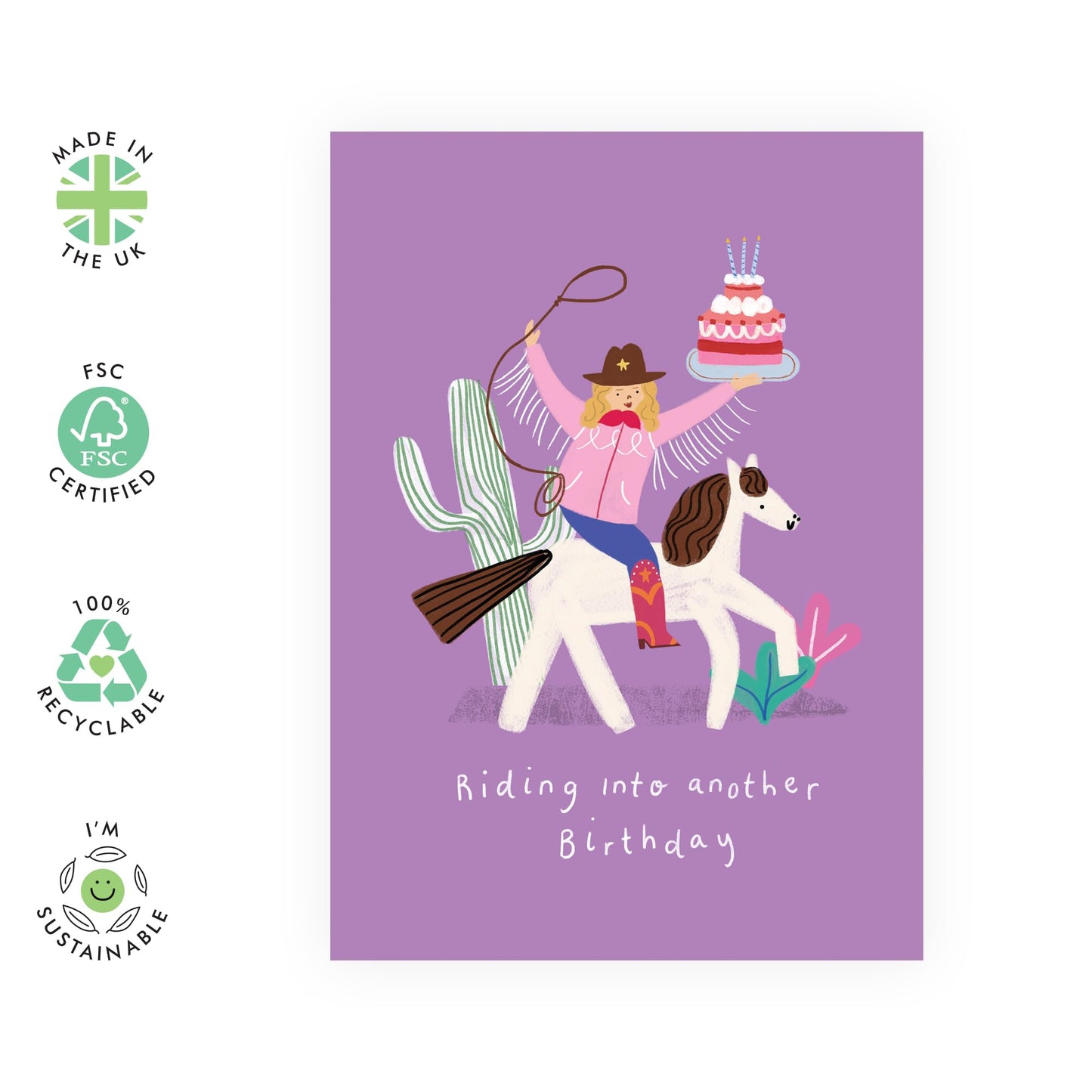 Birthday Card Yeehaw for Country Girls - 'Riding Into Another Birthday Cowgirl' - Gifts for Her, Women, Wife, Sister, Coleagues, Mum, Grandma - Rodeo - Comes with Fun Stickers
