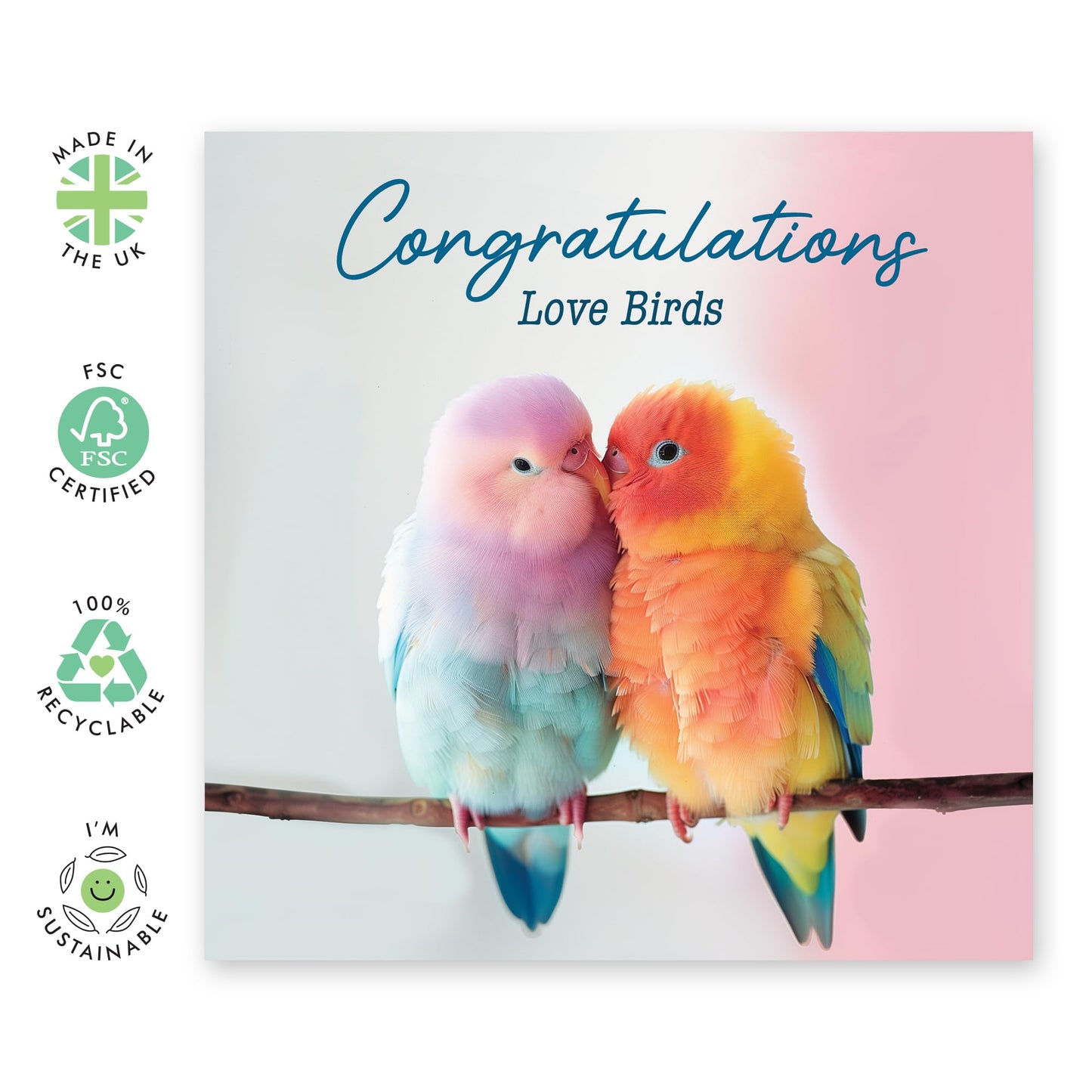 Wedding Congratulations Card - Love Birds - Anniversary Card For Couple - Son And Daughter In Law Anniversary Card - Wedding Cards For Bride And Groom - Comes With Stickers By Central 23