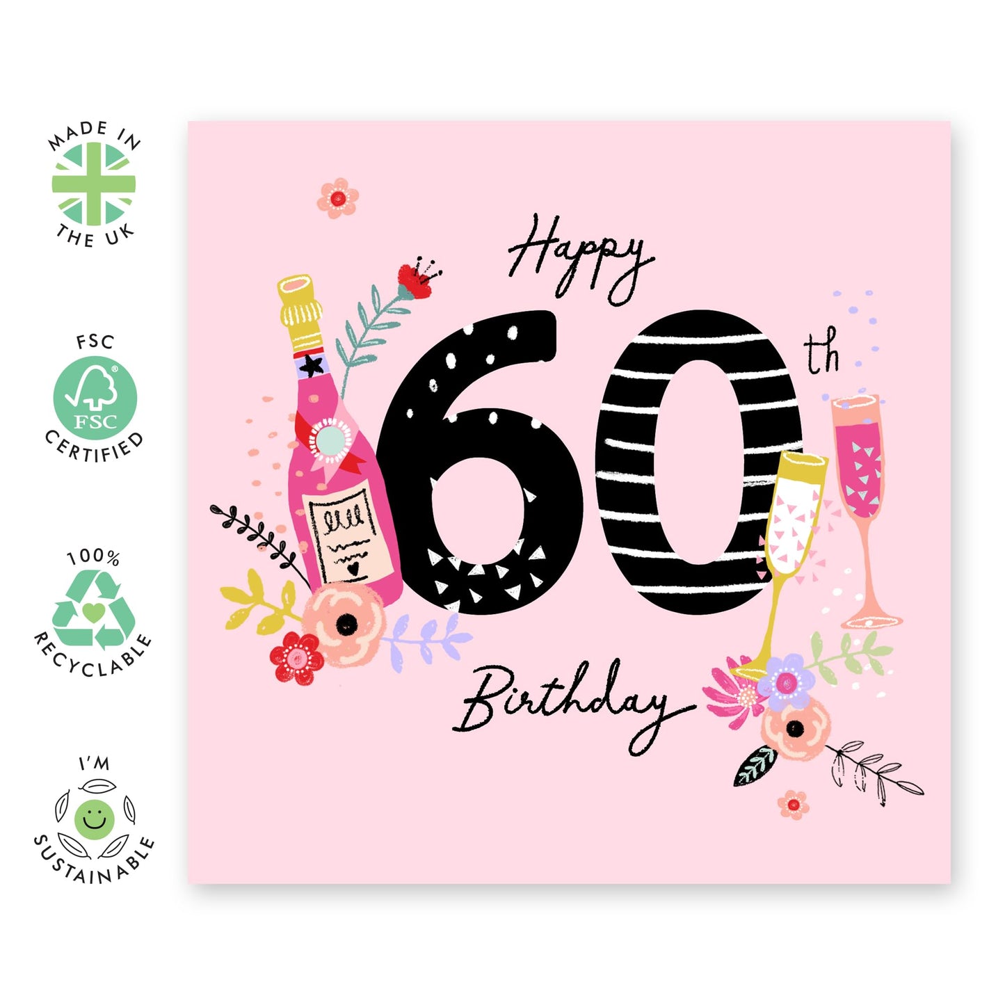 Happy 60th Birthday Card For Her - Sixty Year Old Gifts - 60th Birthday Card For Women - Milestone Cards For Aunt Wife Grandma Friends - Nan Birthday Card - Comes With Fun Stickers By Central 23