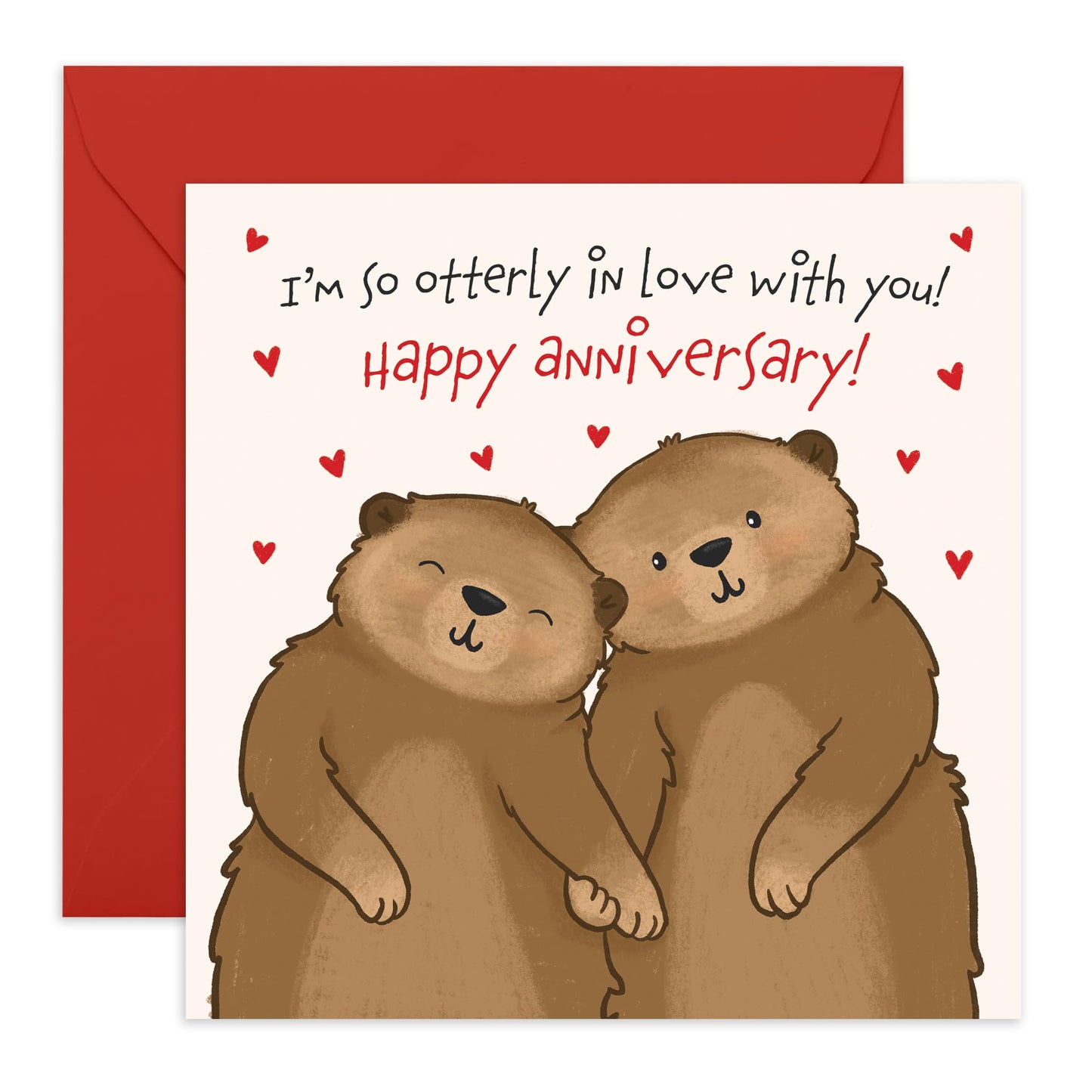 Happy Anniversary Card For Husband - I'm So Otterly In Love With You - Wife Anniversary Card - Sweet Greeting Cards Cute Otters - I Love You Gifts For Him Her - Comes With Stickers By Central 23