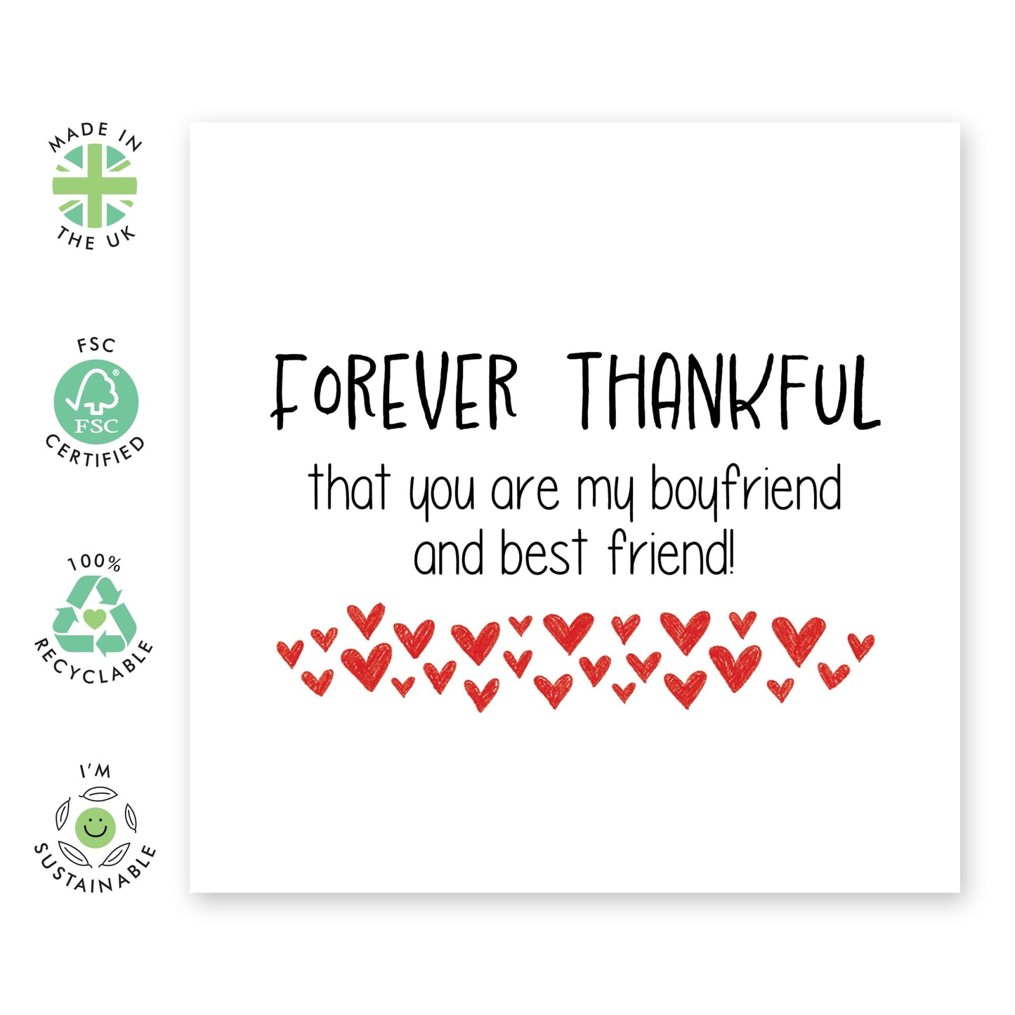 Greeting Card - FOREVER THANKFUL BOYFRIEND - Perfect for Expressing Deep Gratitude & Love - Ideal for Showing Appreciation to Your Boyfriend on Any Special Occasion - Comes With Stickers By Central 23