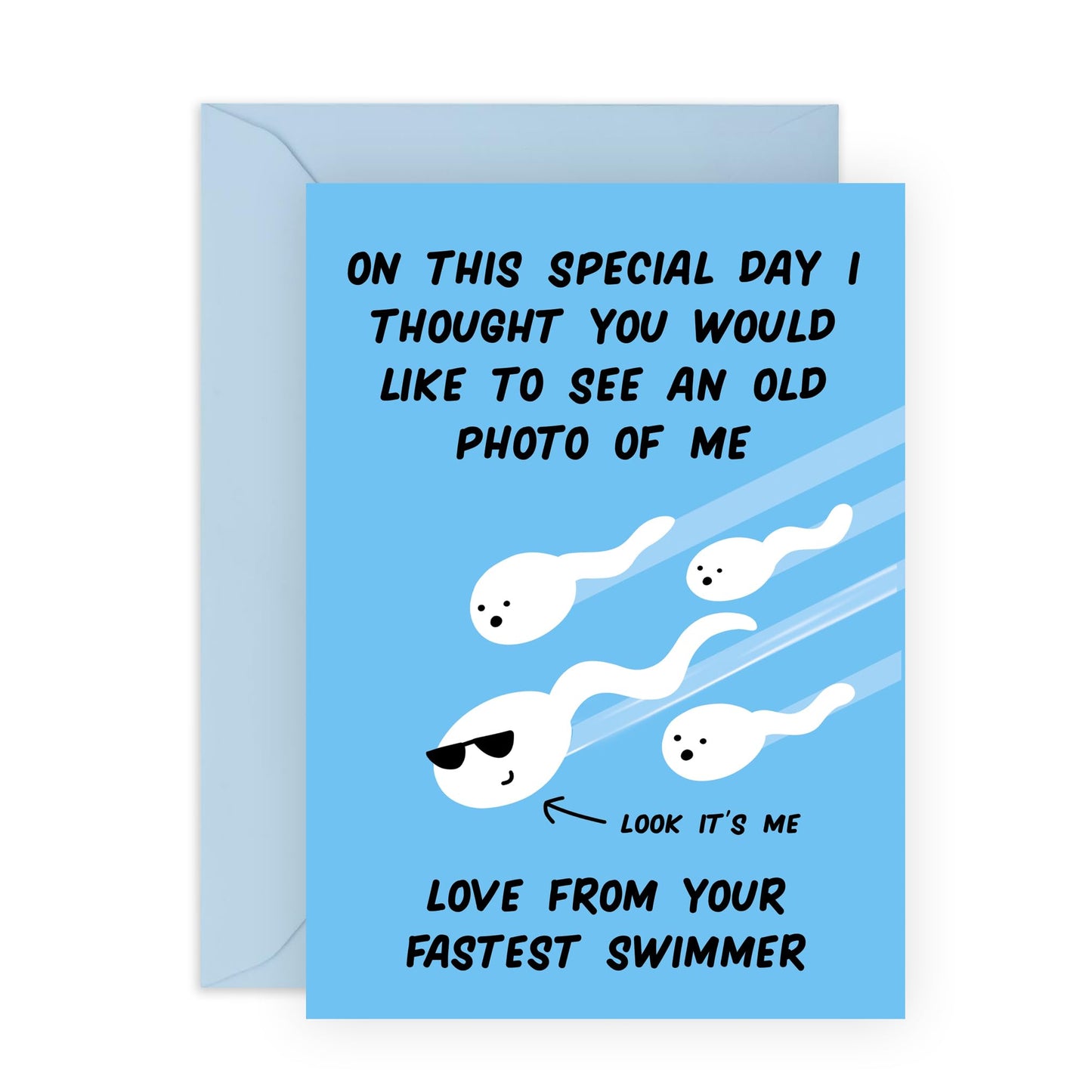 Funny Card - 'DAD OLD PHOTO OF ME' - Featuring a Sperm - Perfect for a Laugh and a Unique Touch - Ideal for Any Occasion or Just to Lighten the Mood - Comes with Stickers by Central 23
