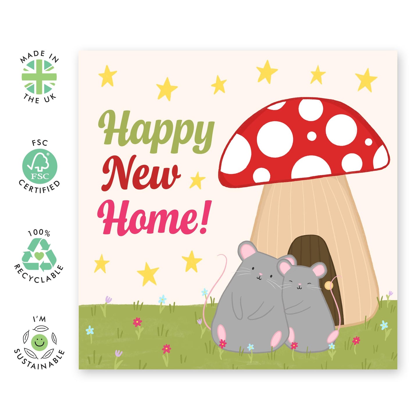 Congratulations Card For New House - Happy New Home Mouse - New House Cards Congrats Gifts - New Home Card For Men Women - New Home Owners - Moving Away - From Friend - Comes With Stickers