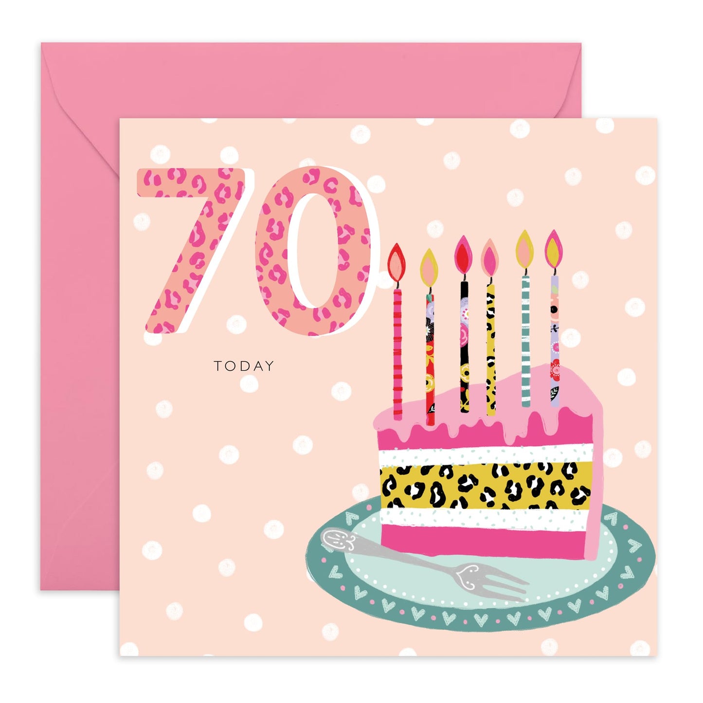 70th Birthday Card For Ladies - Leopard Animal Print - Cute Birthday Cards For Women - Gifts For Mum Aunty Grandma - Seventy Year Old - Comes With Stickers - By Central 23