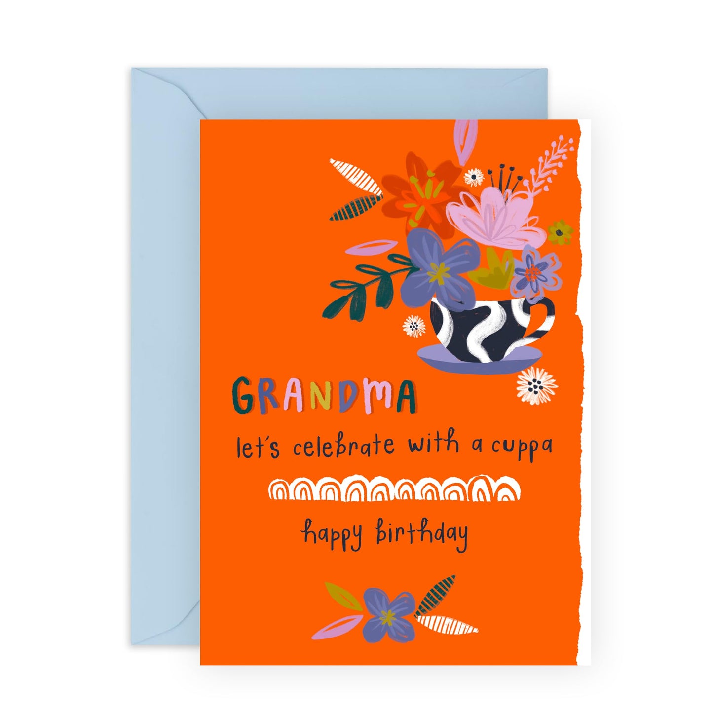 Birthday Cards For Women - Birthday Grandma Orange Bouquet- Pretty Greeting Cards For Grandma - Floral Birthday Card - Gifts For Her Nana Nanny Grandmother - Comes With Fun Stickers - By Central 23